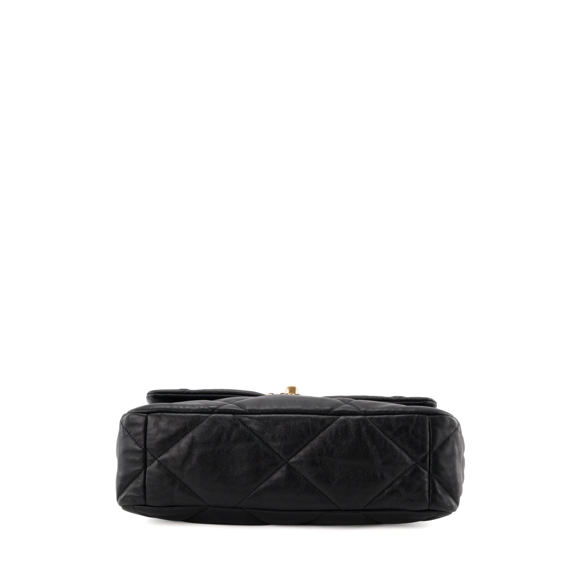 CHANEL - Sac à bandoulière Chanel 19 grand modèle en cuir lisse noir
