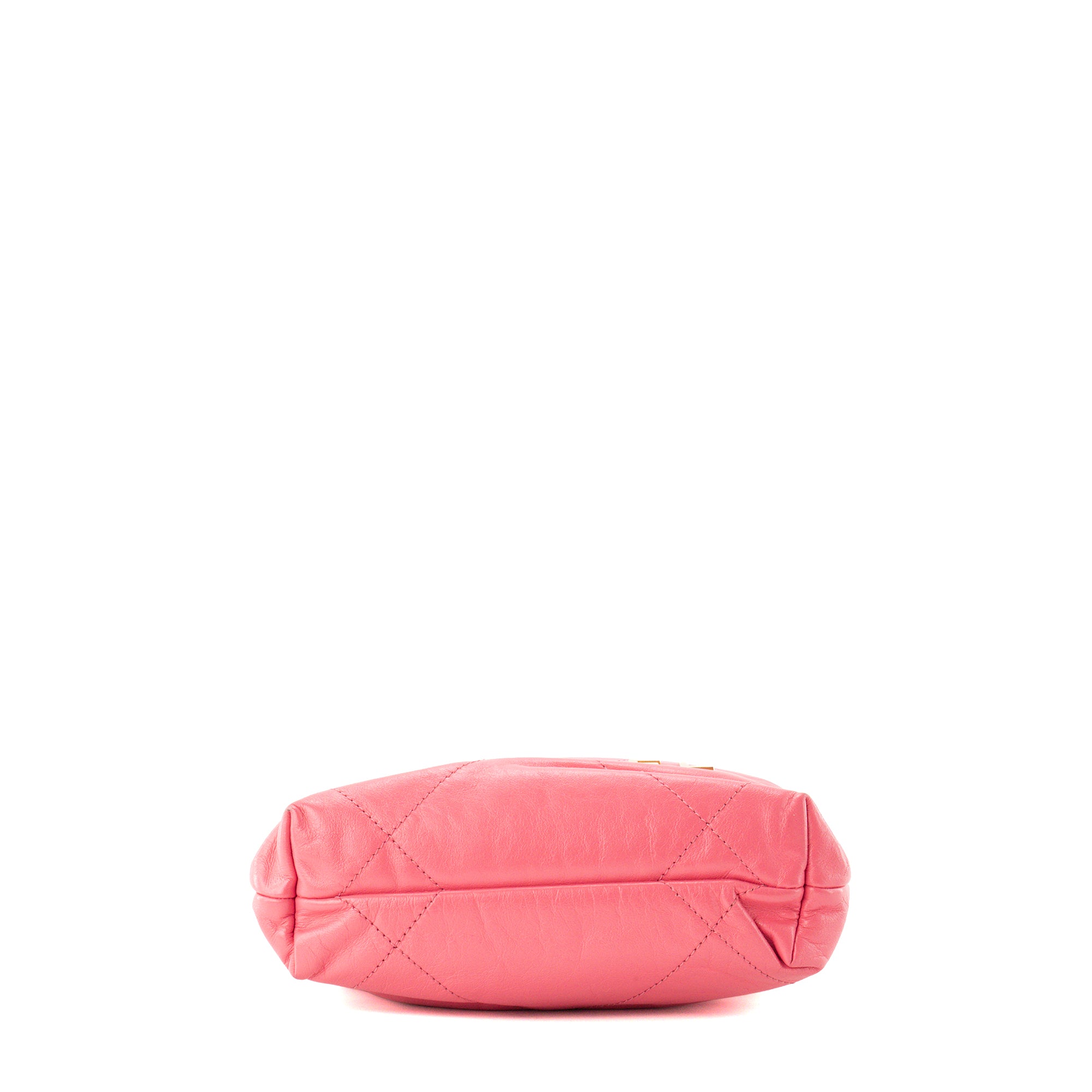 CHANEL - Sac à bandoulière Chanel 22 mini en cuir lisse rose