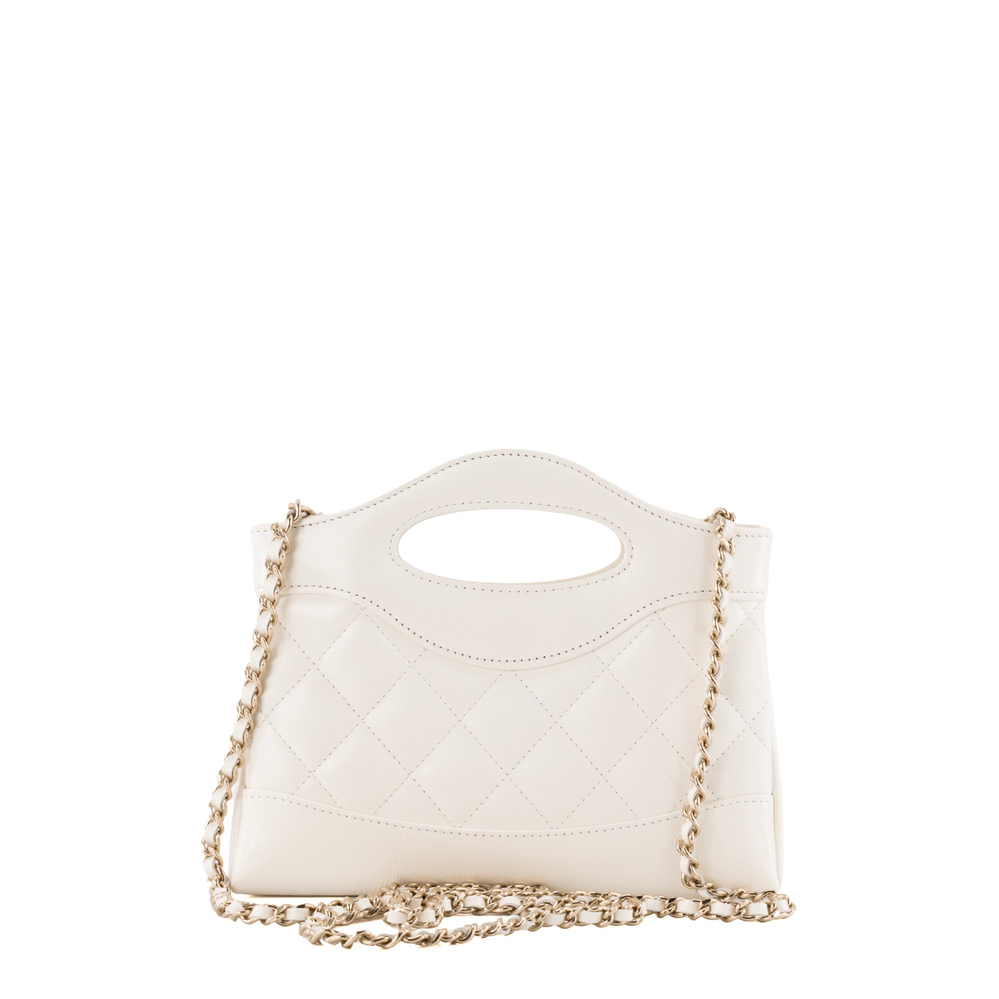 CHANEL - Sac à bandoulière Chanel 31 en cuir lisse blanc