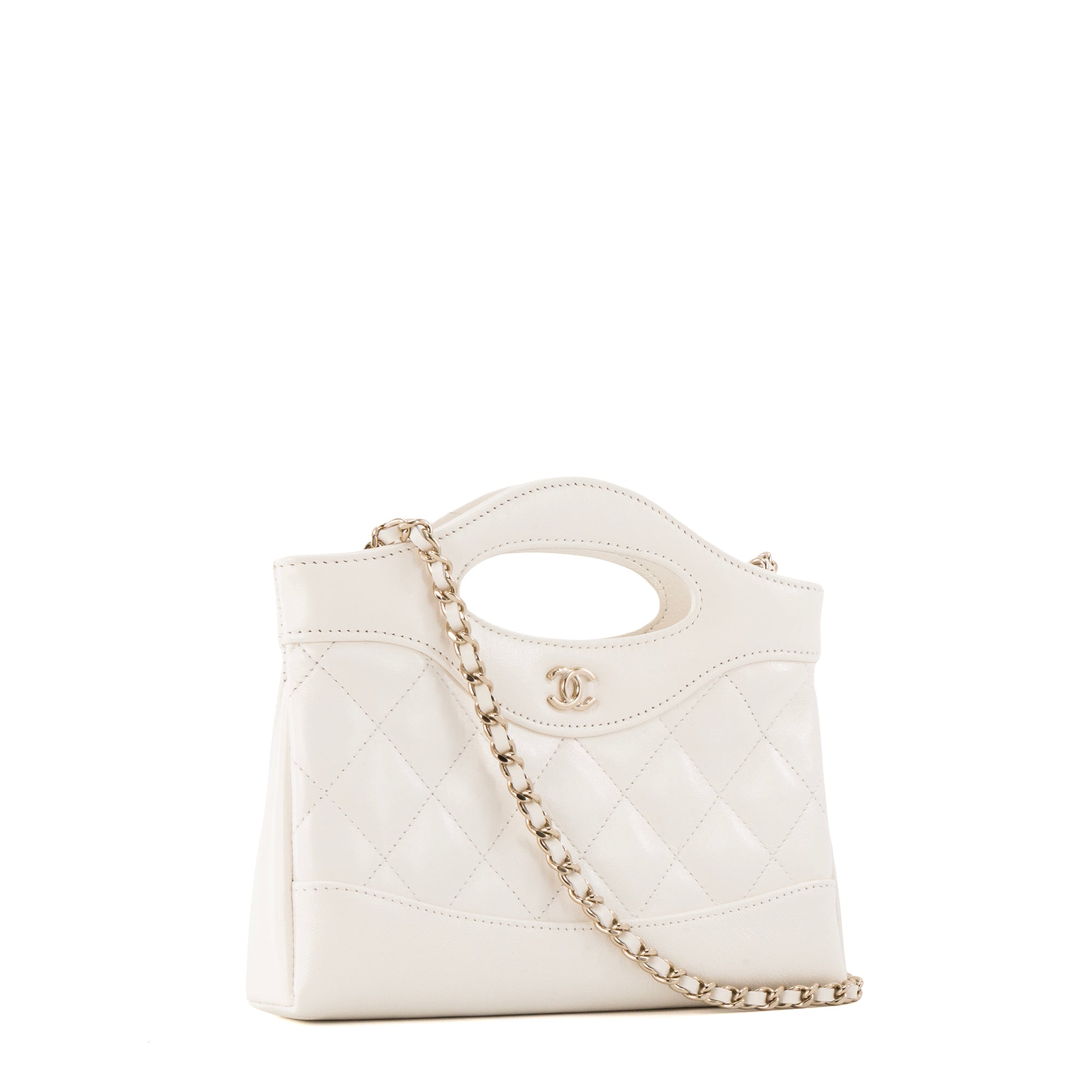 CHANEL - Sac à bandoulière Chanel 31 en cuir lisse blanc