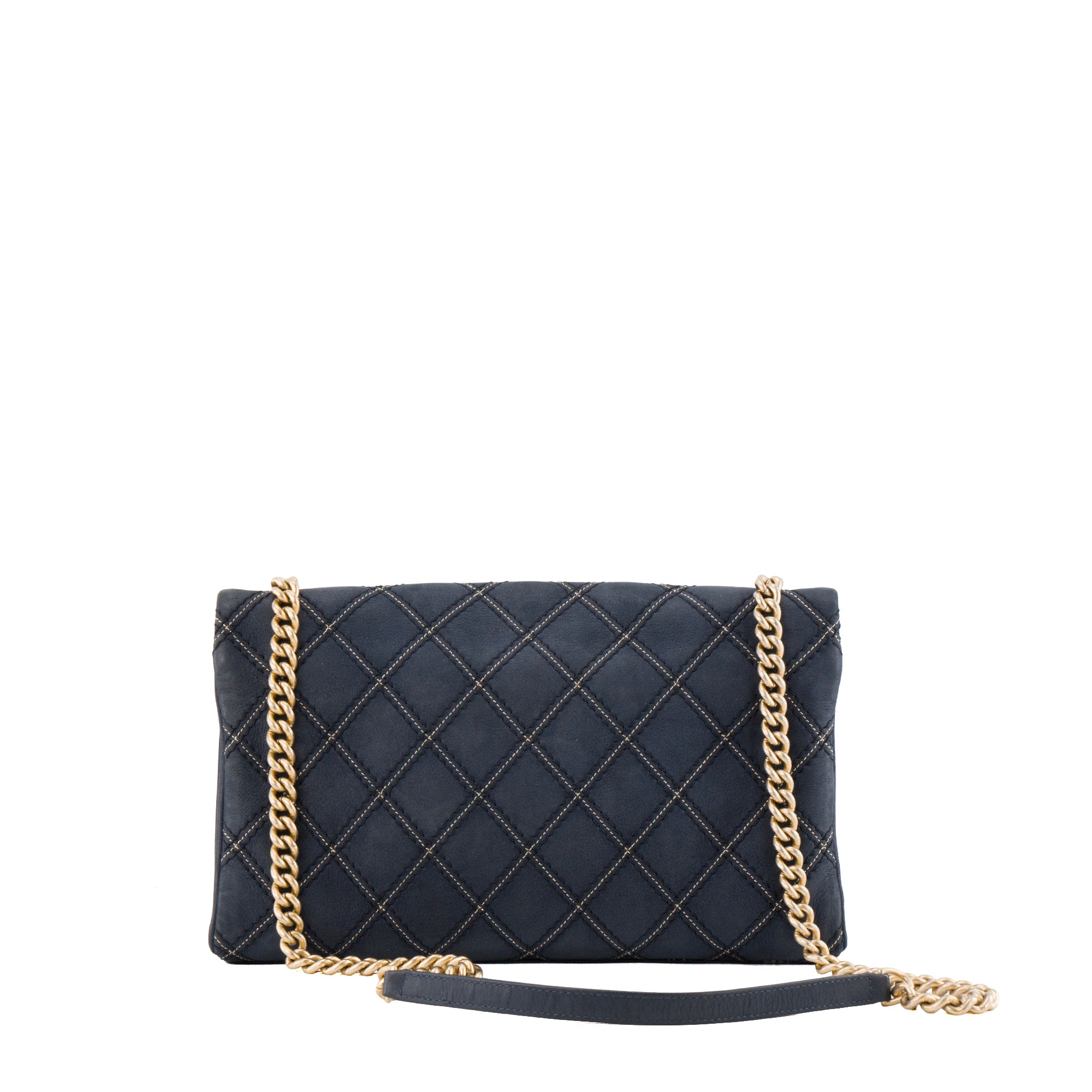 CHANEL - Sac à bandoulière Chanel en cuir bleu marine iridescent édition limitée