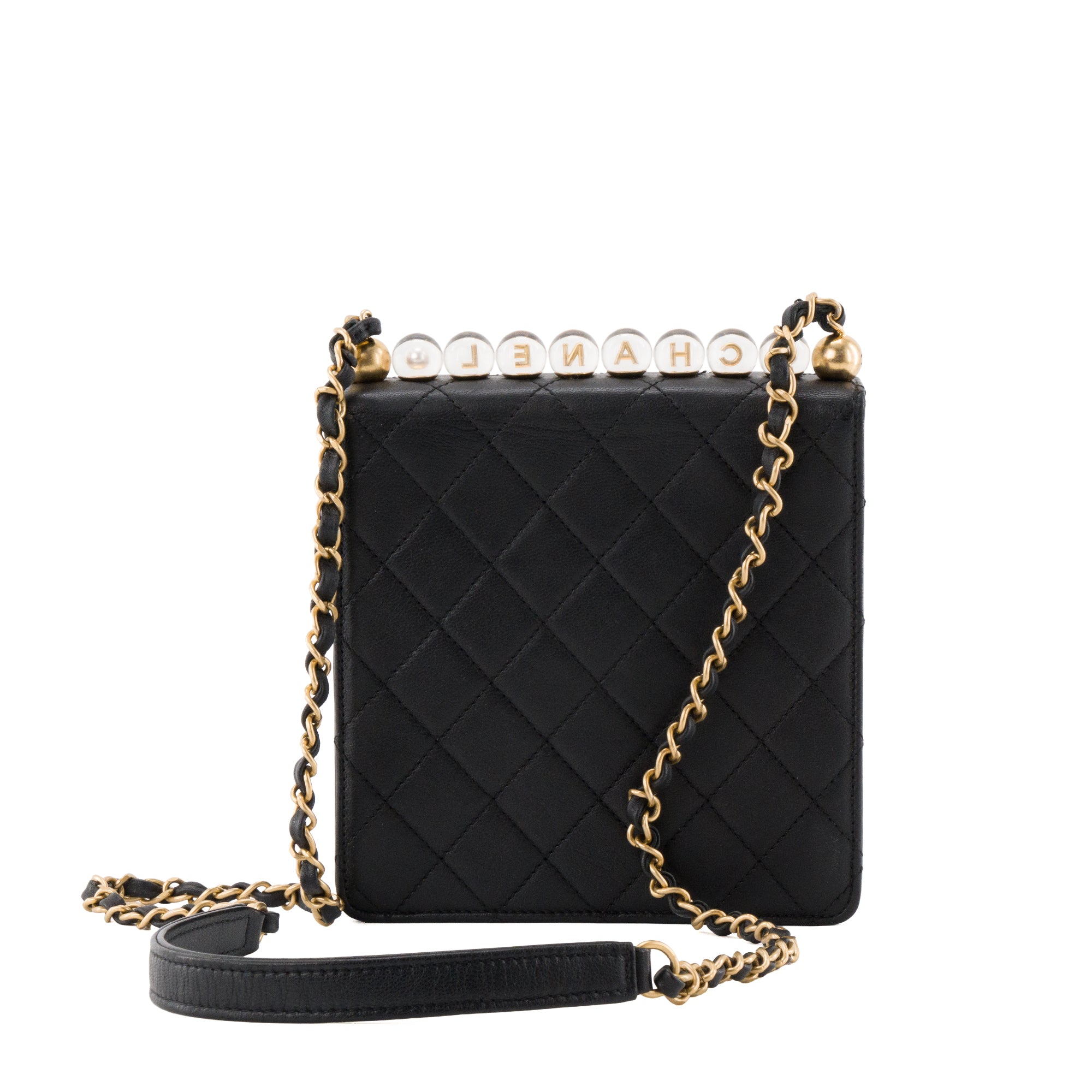 CHANEL - Sac à bandoulière Chic Pearls Chanel en cuir lisse noir édition limitée