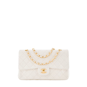CHANEL - Sac à bandoulière Classique/Timeless 11.12 Chanel en cuir lisse blanc vintage