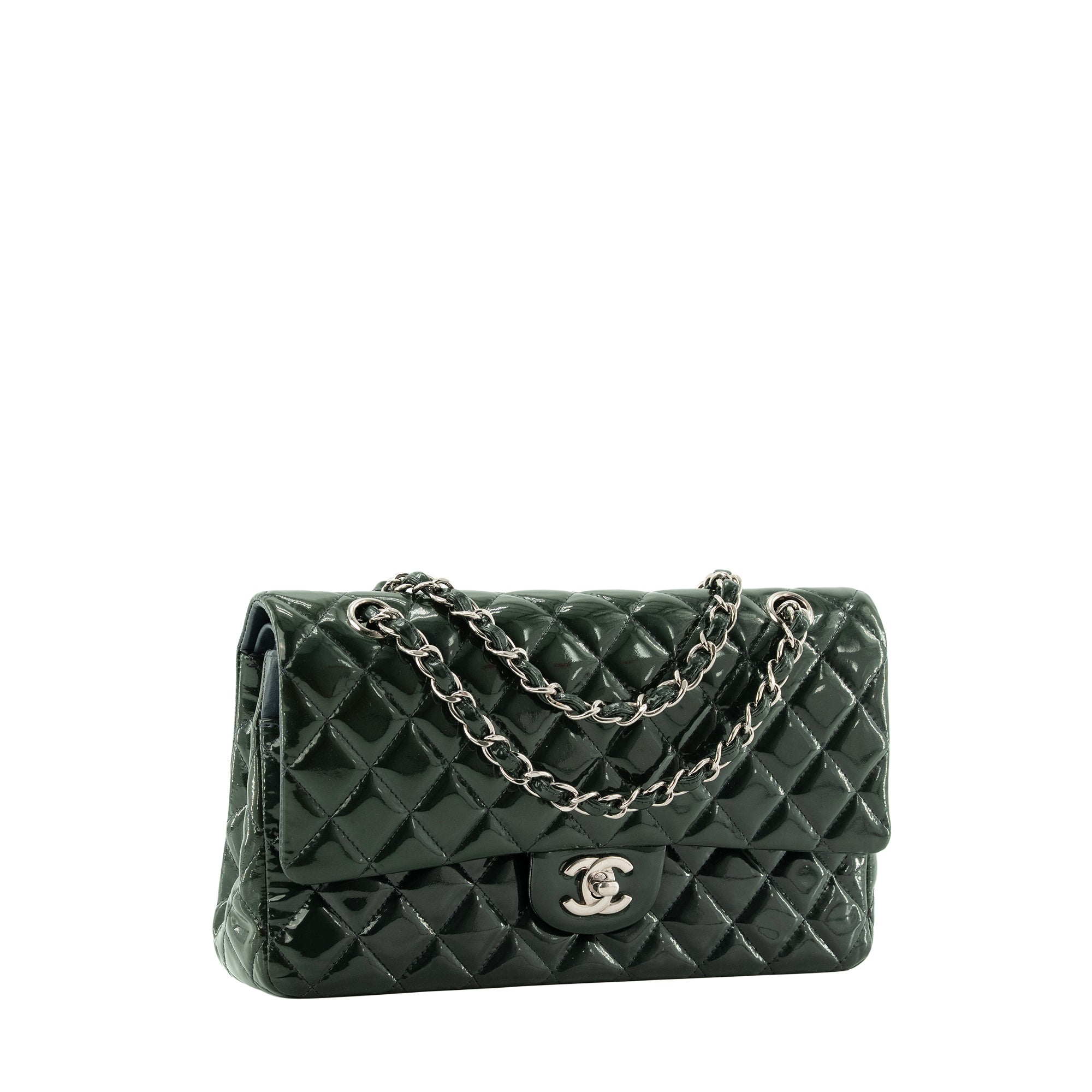 CHANEL - Sac à bandoulière Classique/Timeless 11.12 Chanel en cuir verni vert