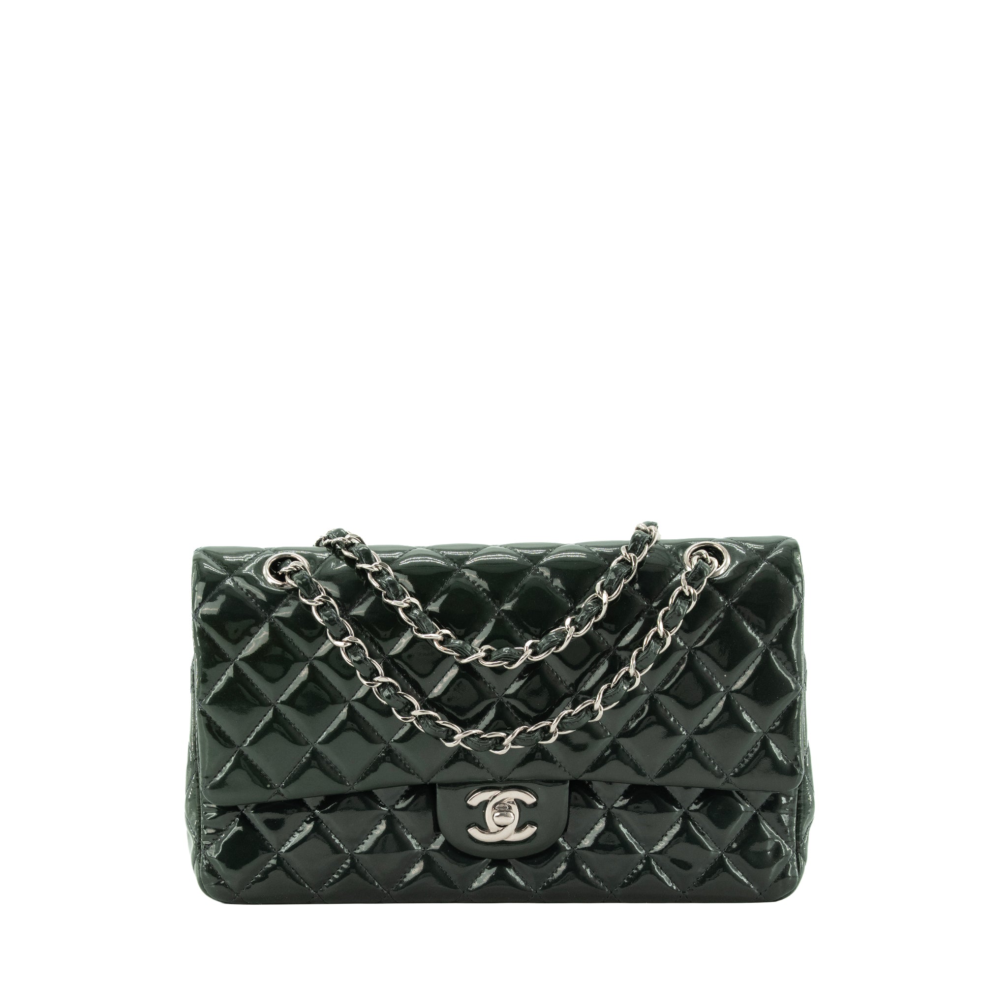 CHANEL - Sac à bandoulière Classique/Timeless 11.12 Chanel en cuir verni vert