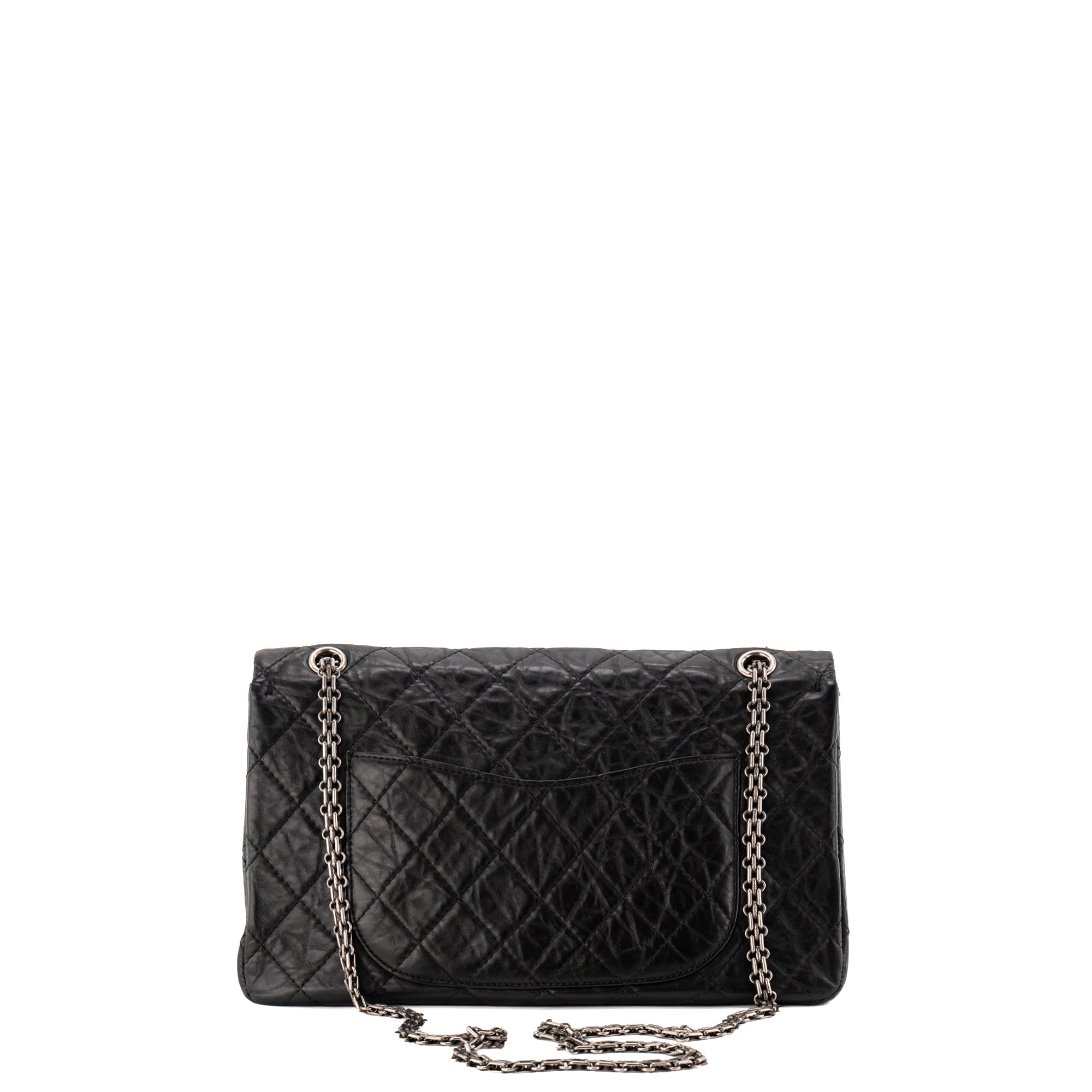 CHANEL - Sac à bandoulière 2.55 Chanel en cuir froissé noir