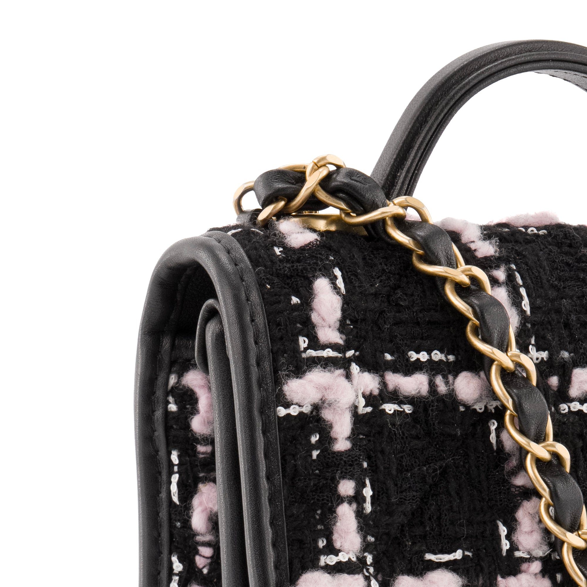 CHANEL - Sac à bandoulière Classique/Timeless Chanel en tweed et cuir noir