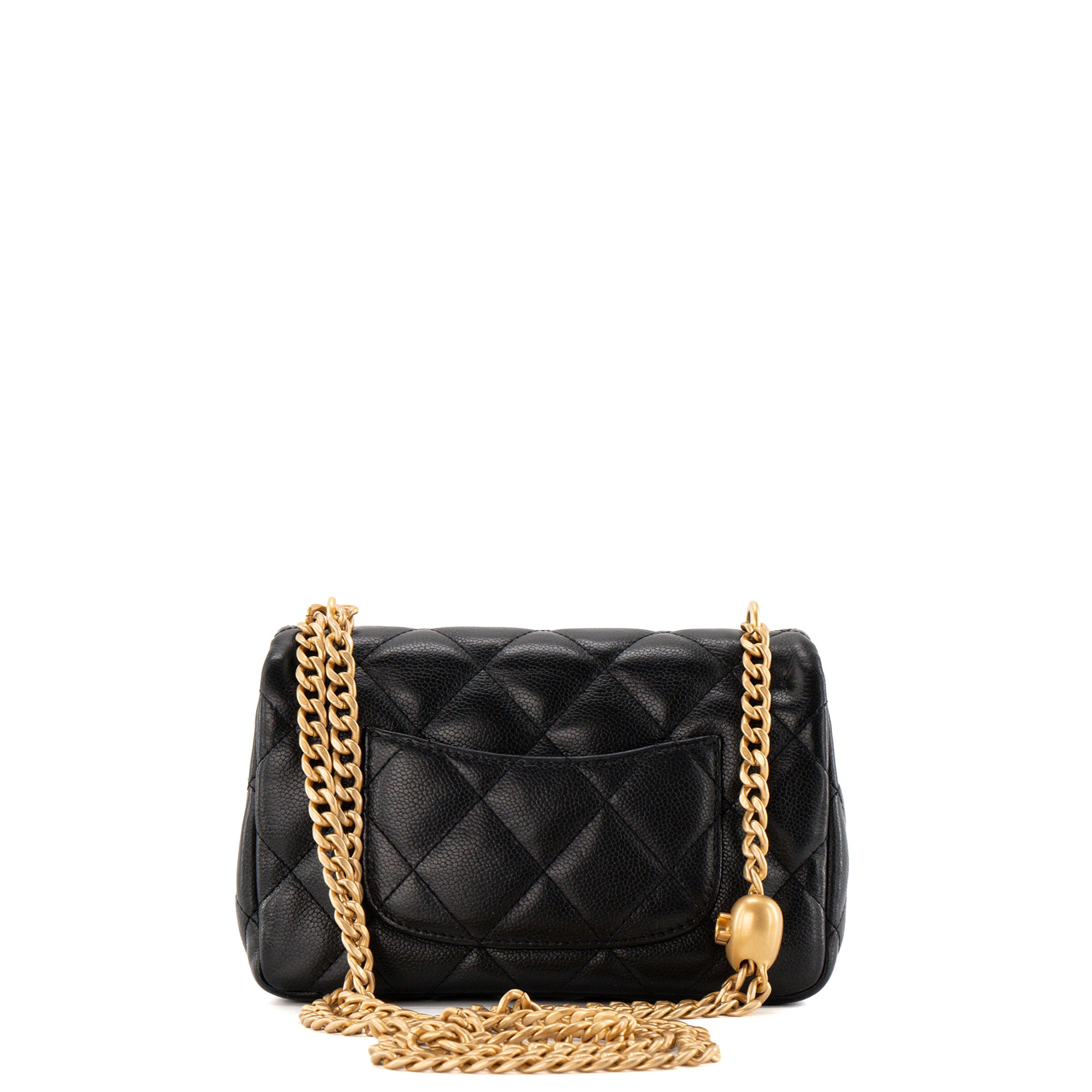 CHANEL - Sac à bandoulière Classique/Timeless Heart Crush Chanel en cuir grainé noir