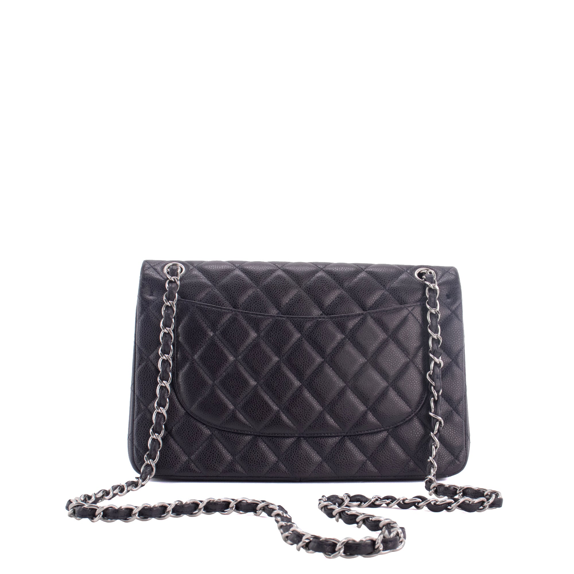 CHANEL - Sac à bandoulière Classique/Timeless Jumbo Chanel en cuir caviar bleu marine