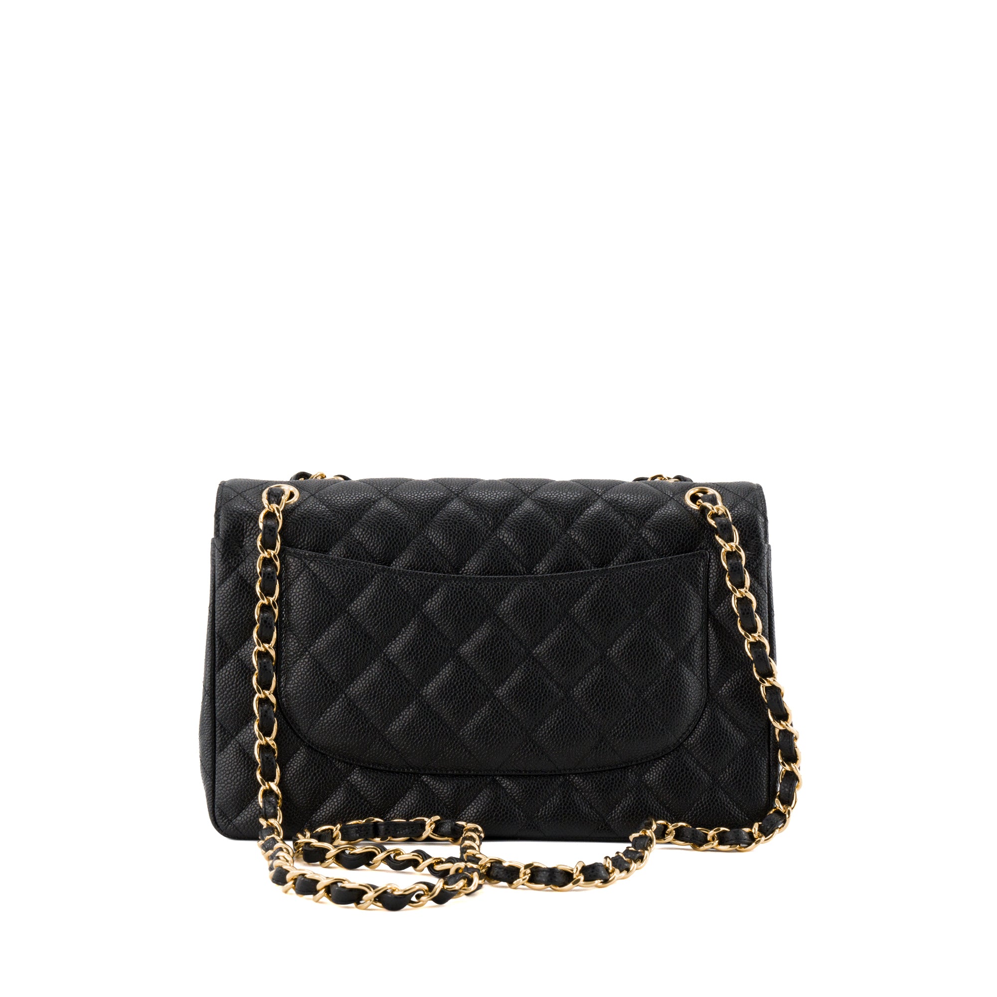 CHANEL - Sac à bandoulière Classique/Timeless Jumbo Chanel en cuir caviar noir