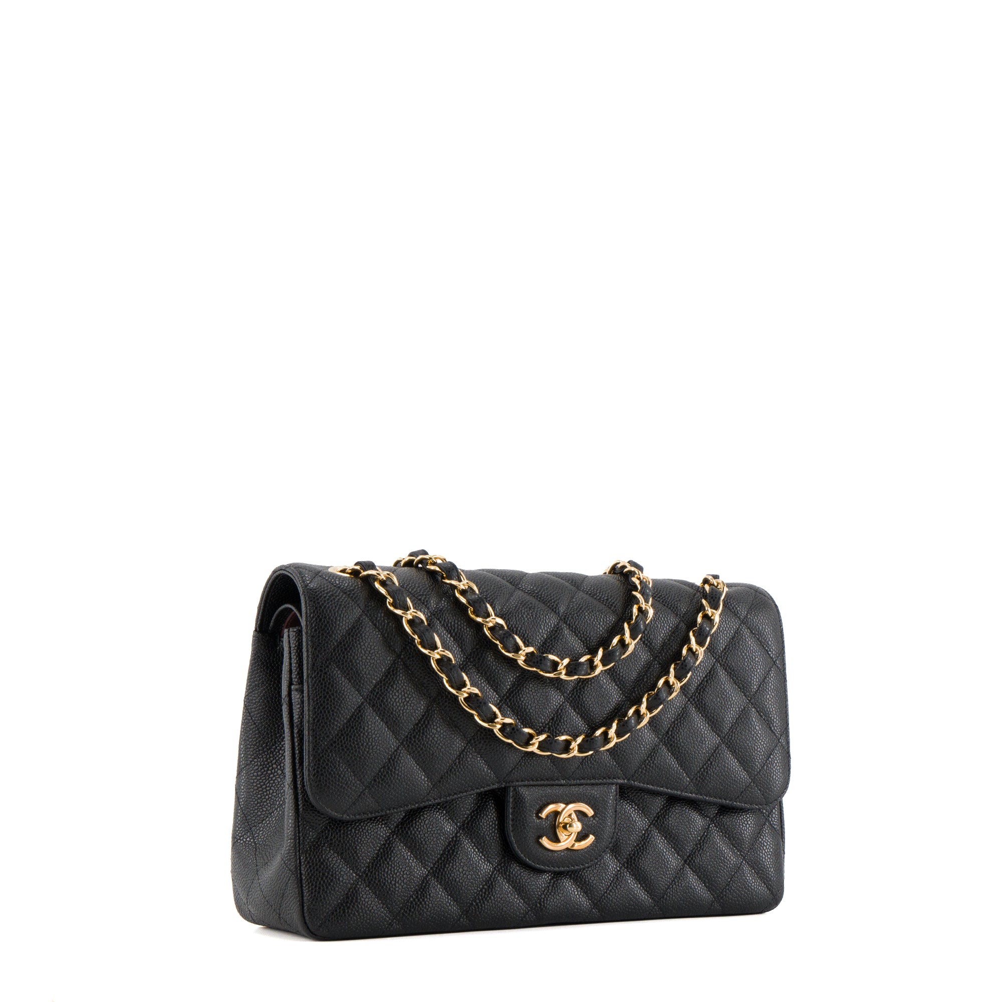 CHANEL - Sac à bandoulière Classique/Timeless Jumbo Chanel en cuir caviar noir