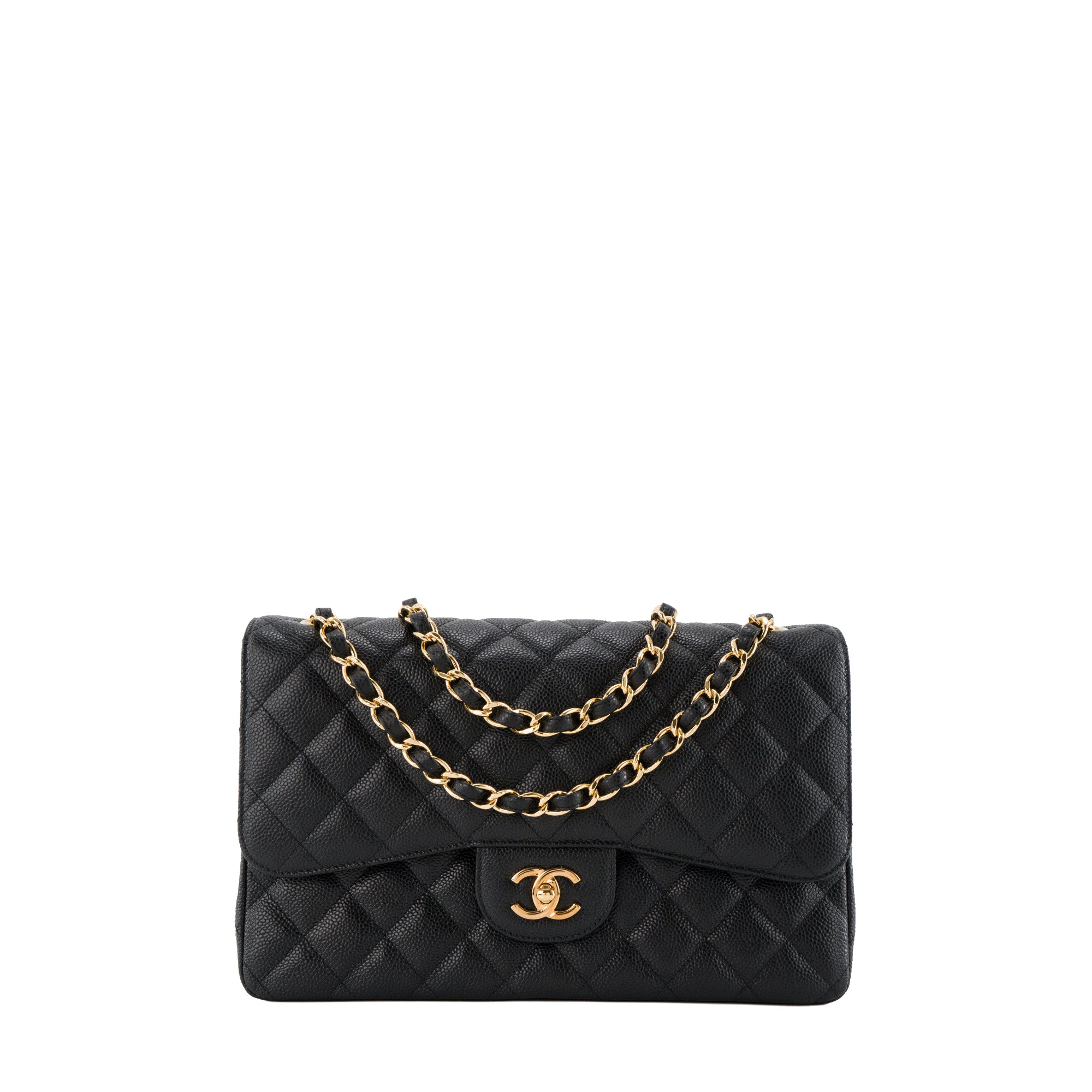 CHANEL - Sac à bandoulière Classique/Timeless Jumbo Chanel en cuir caviar noir