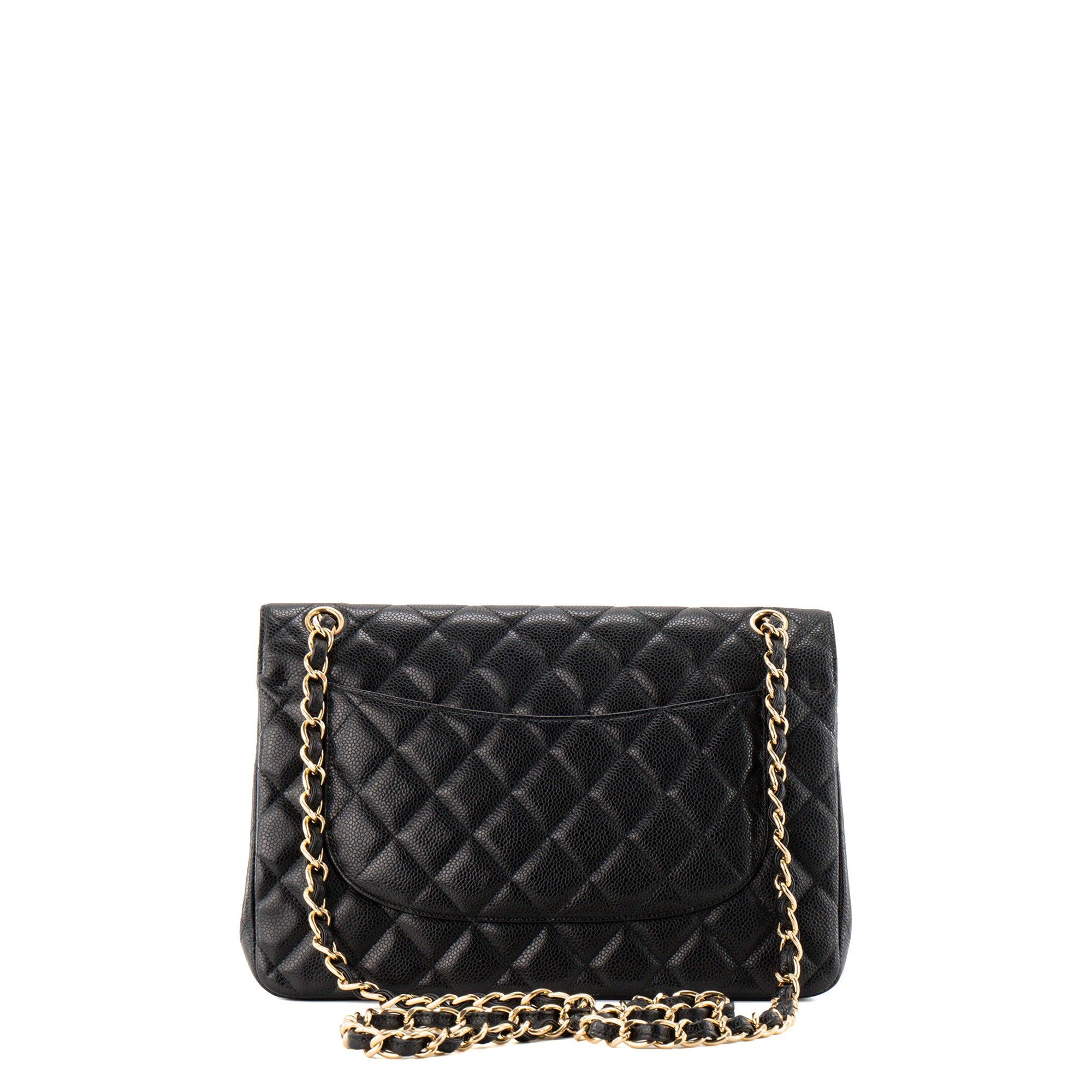 CHANEL - Sac à bandoulière Classique/Timeless Jumbo Chanel en cuir caviar noir