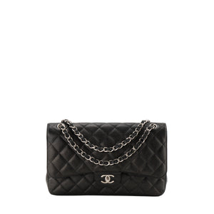 CHANEL - Sac à bandoulière Classique/Timeless Jumbo Chanel en cuir caviar noir