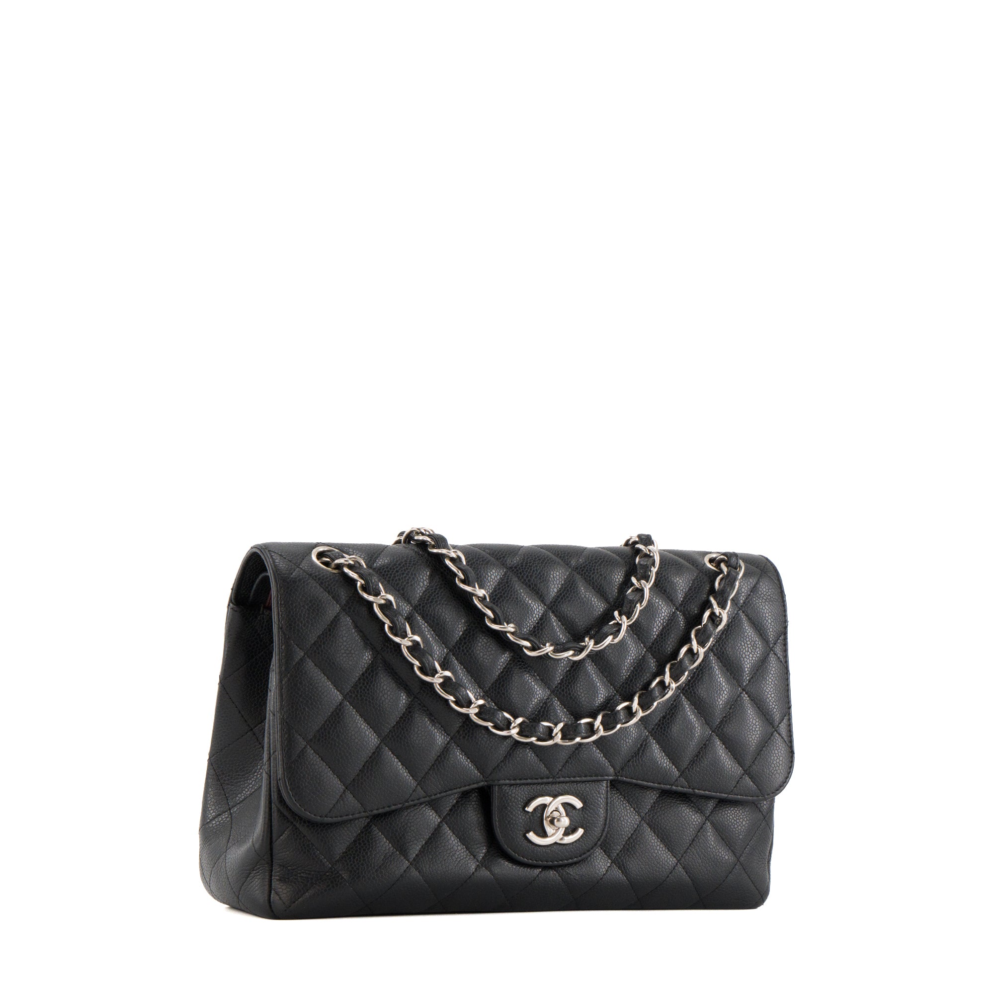 CHANEL - Sac à bandoulière Classique/Timeless Jumbo Chanel en cuir caviar noir