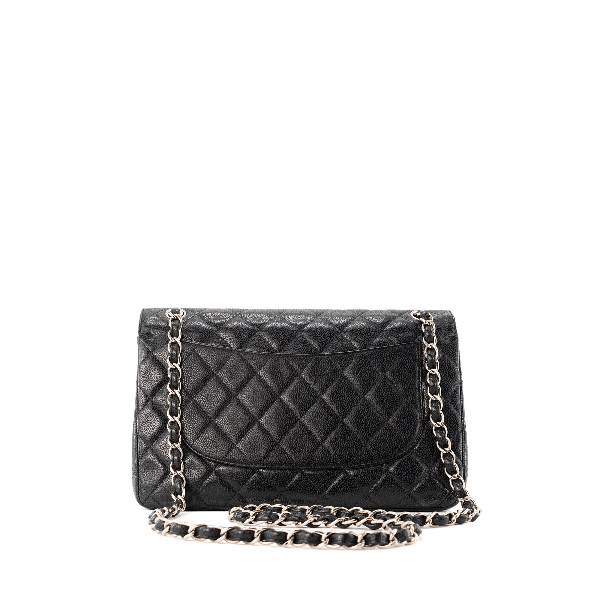 CHANEL - Sac à bandoulière Classique/Timeless Jumbo Chanel en cuir caviar noir