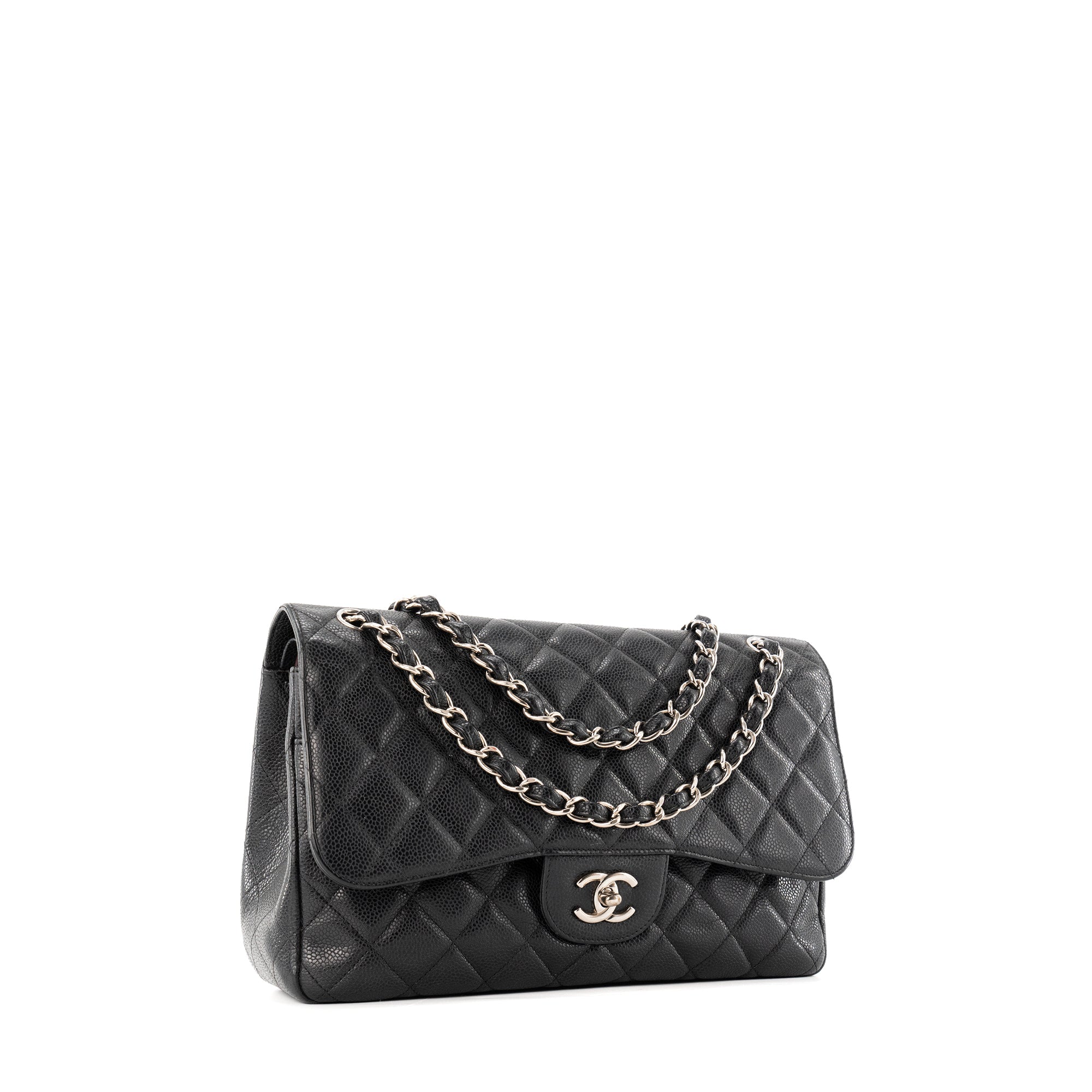 CHANEL - Sac à bandoulière Classique/Timeless Jumbo Chanel en cuir caviar noir