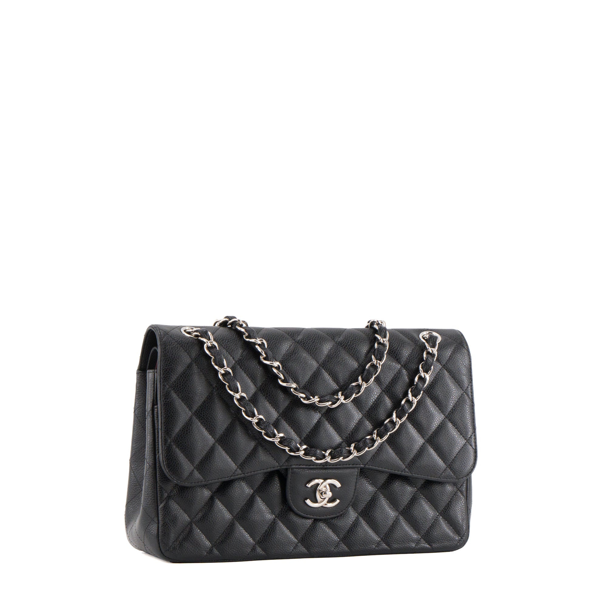 CHANEL - Sac à bandoulière Classique/Timeless Jumbo Chanel en cuir caviar noir