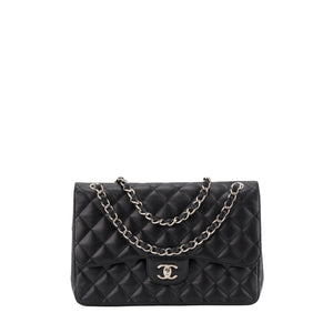 CHANEL - Sac à bandoulière Classique/Timeless Jumbo Chanel en cuir caviar noir