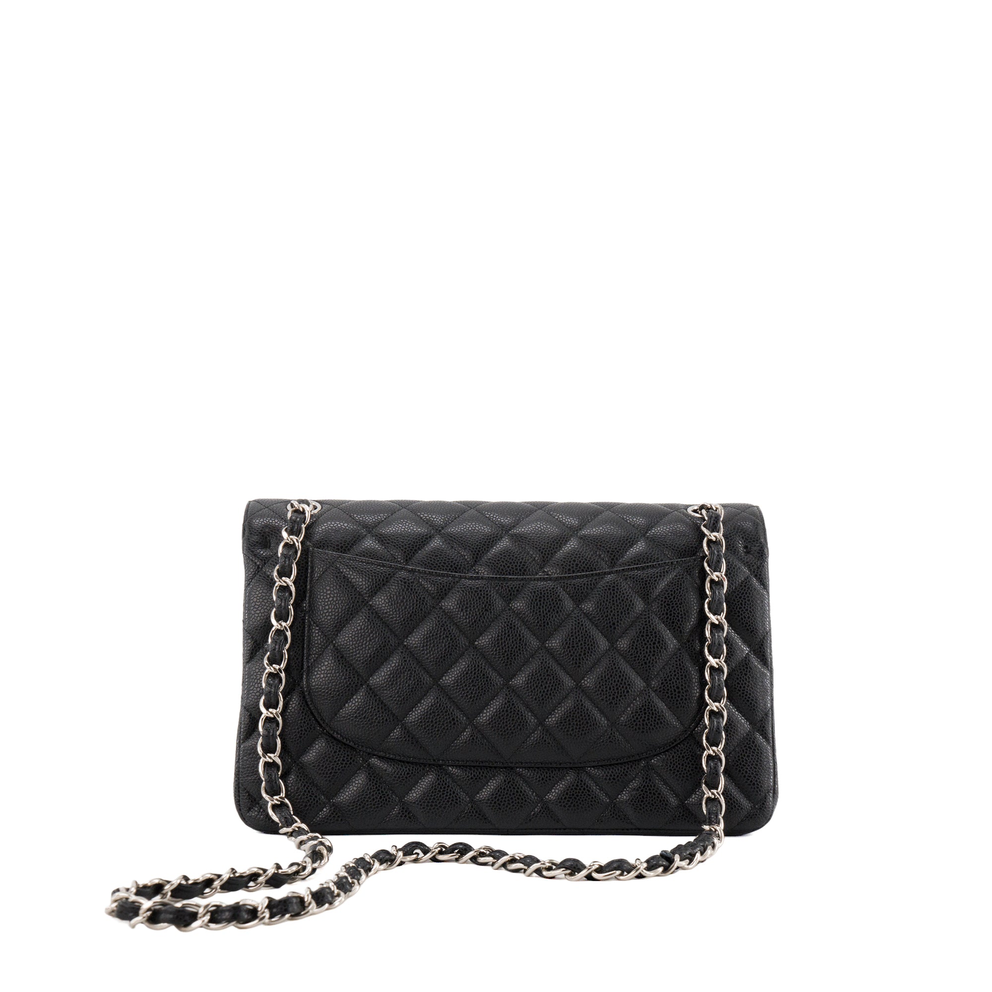 CHANEL - Sac à bandoulière Classique/Timeless Jumbo Chanel en cuir caviar noir