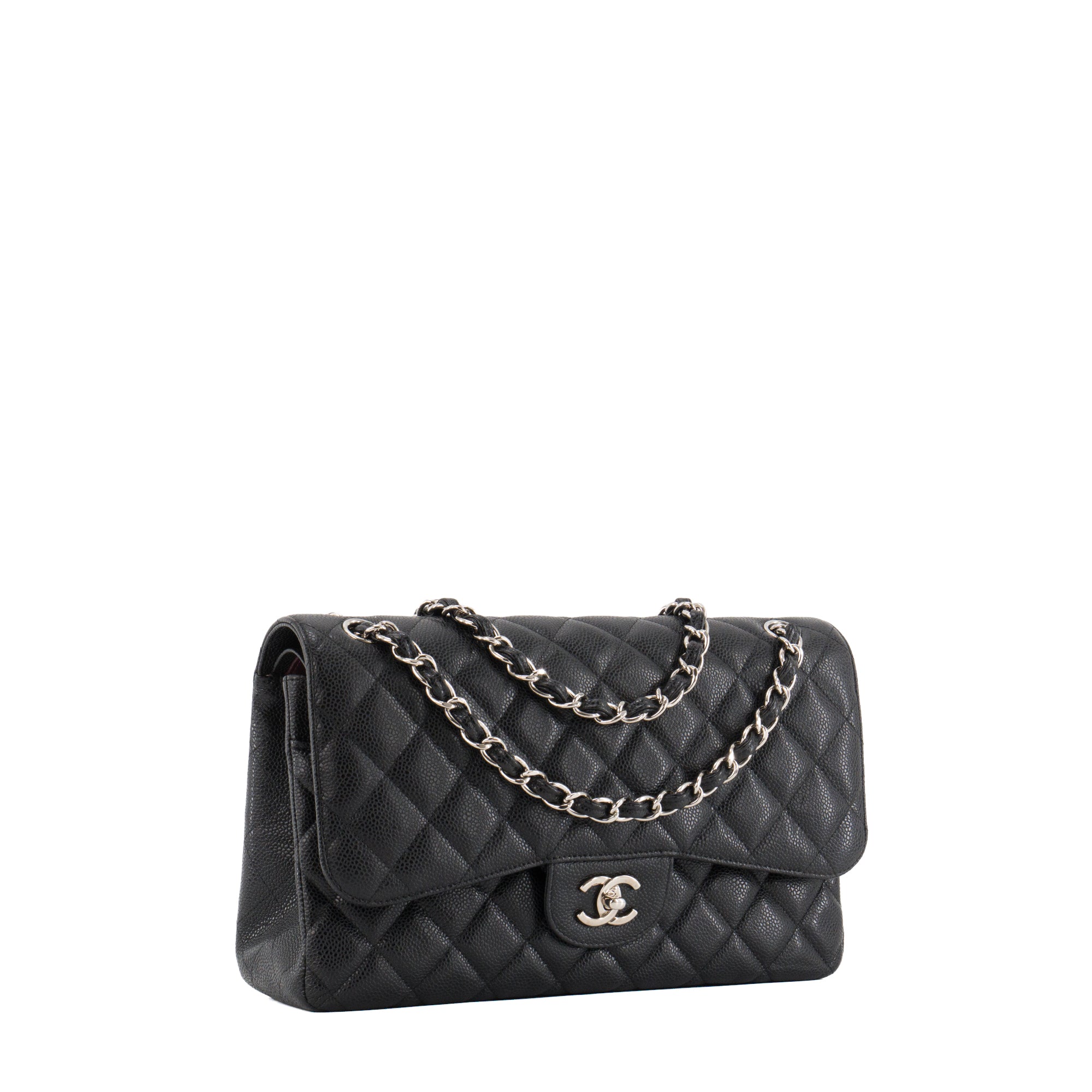 CHANEL - Sac à bandoulière Classique/Timeless Jumbo Chanel en cuir caviar noir
