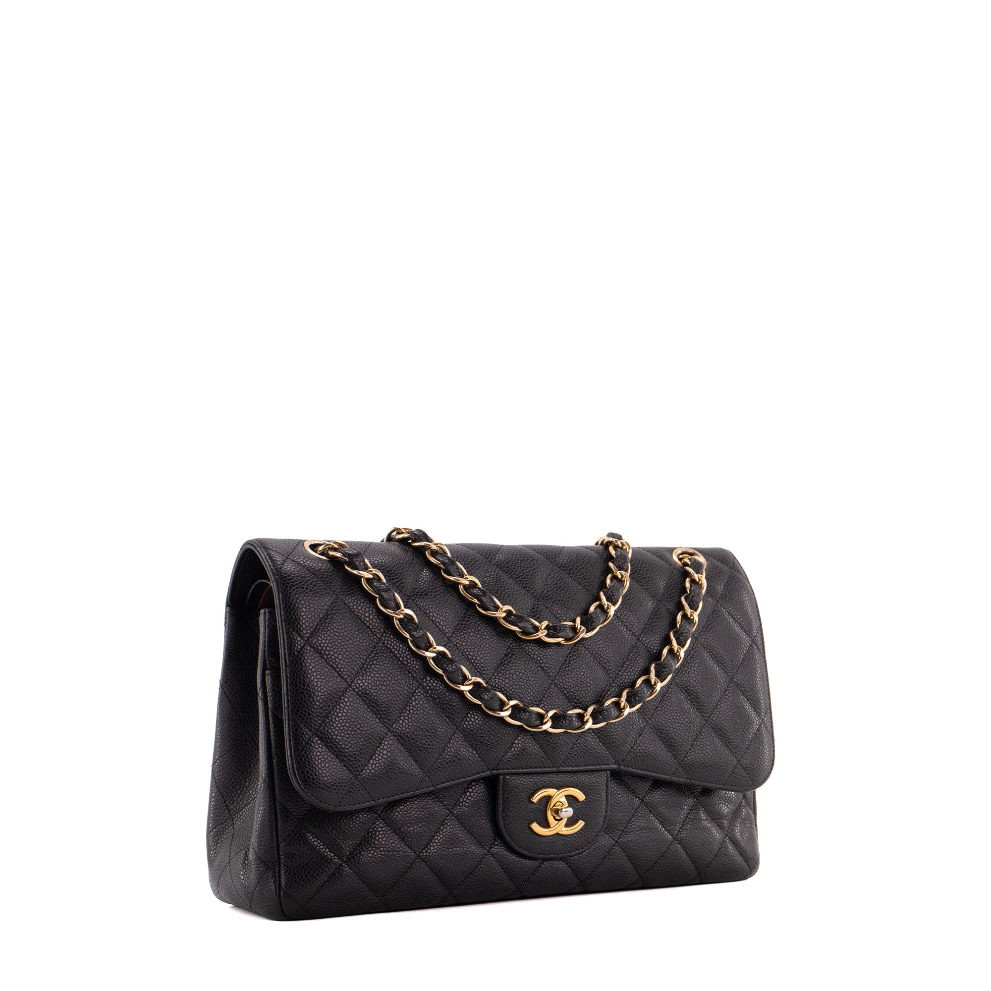 CHANEL - Sac à bandoulière Classique/Timeless Jumbo Chanel en cuir caviar noir