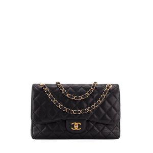CHANEL - Sac à bandoulière Classique/Timeless Jumbo Chanel en cuir caviar noir