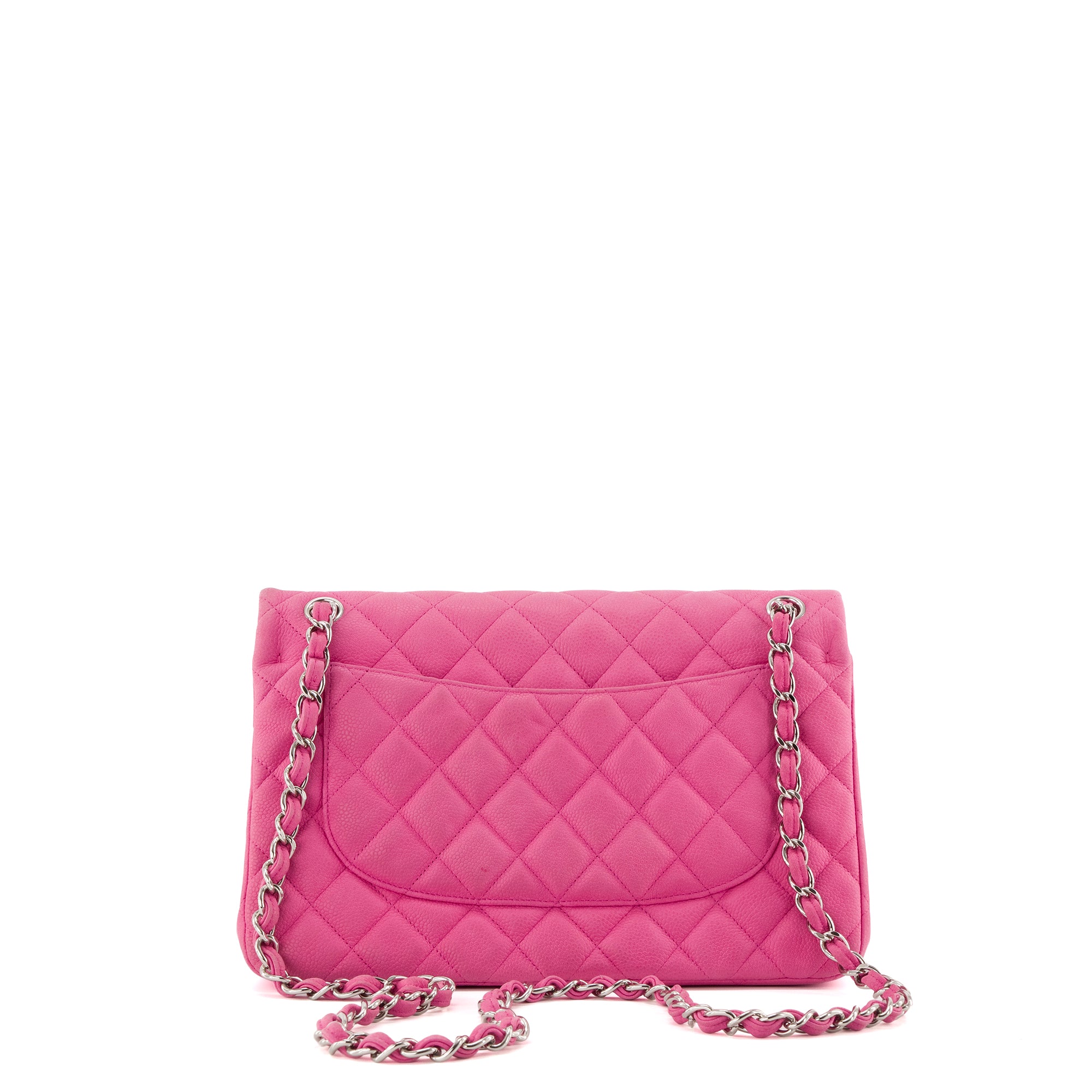 CHANEL - Sac à bandoulière Classique/Timeless Jumbo Chanel en cuir caviar rose