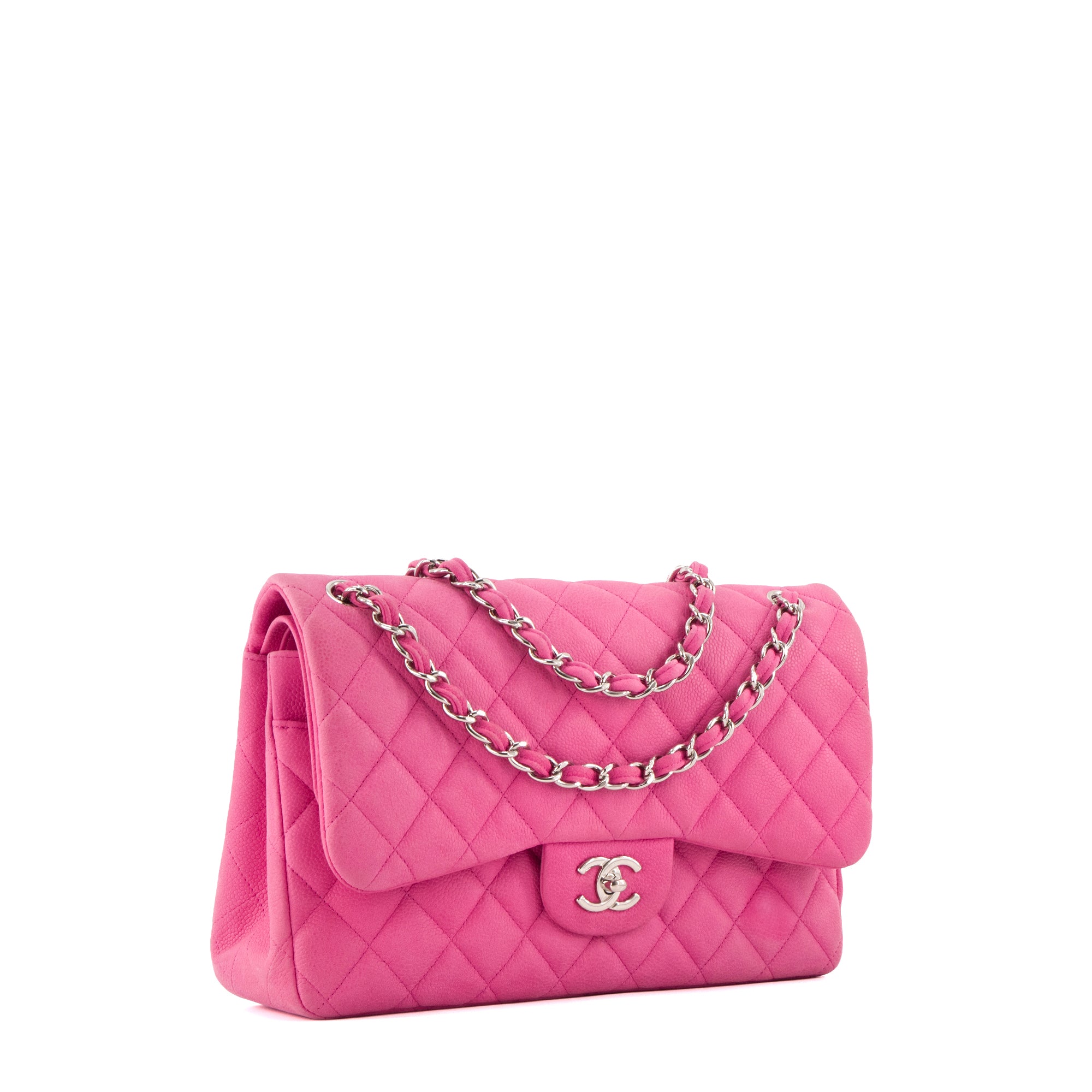 CHANEL - Sac à bandoulière Classique/Timeless Jumbo Chanel en cuir caviar rose