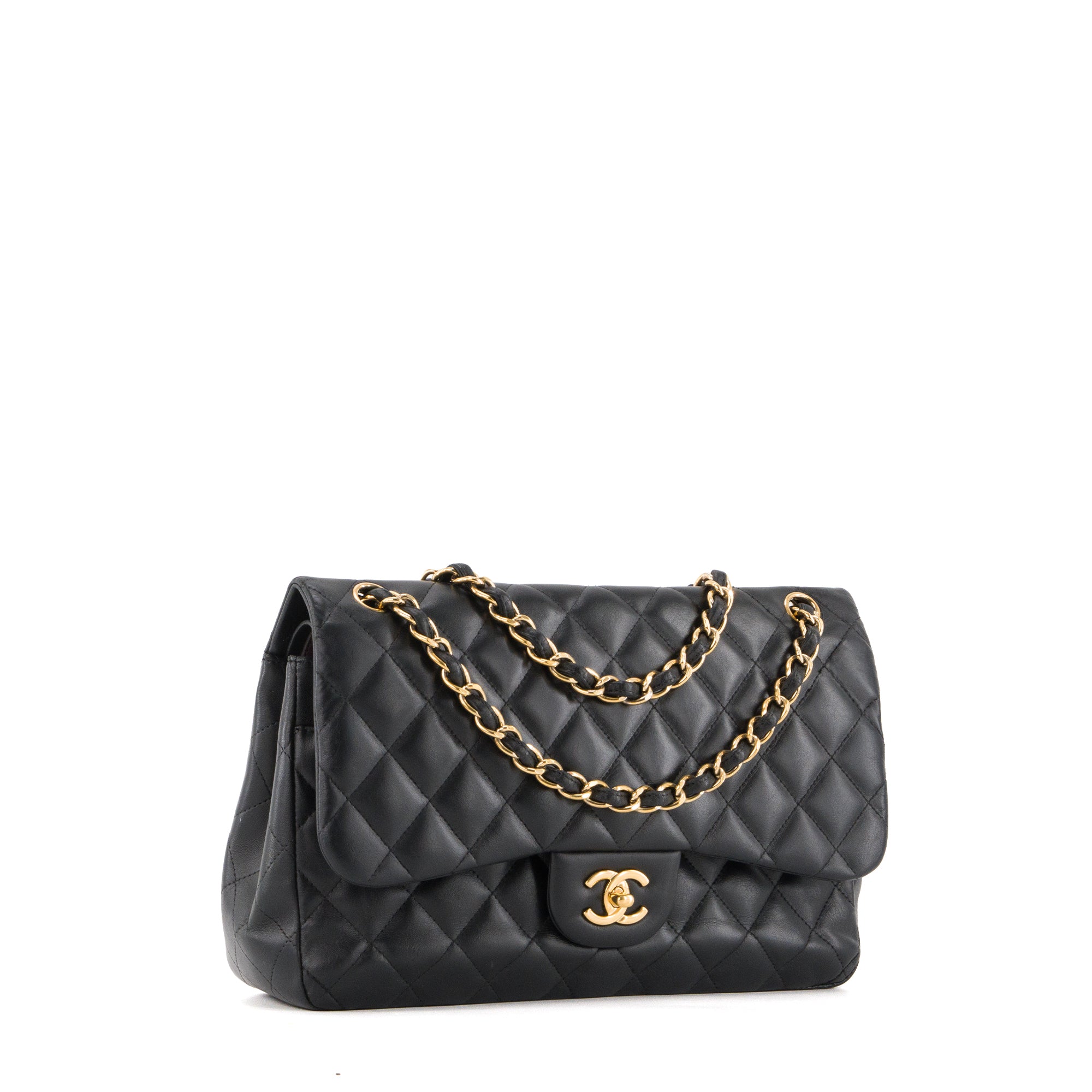 CHANEL - Sac à bandoulière Classique/Timeless Jumbo Chanel en cuir lisse noir