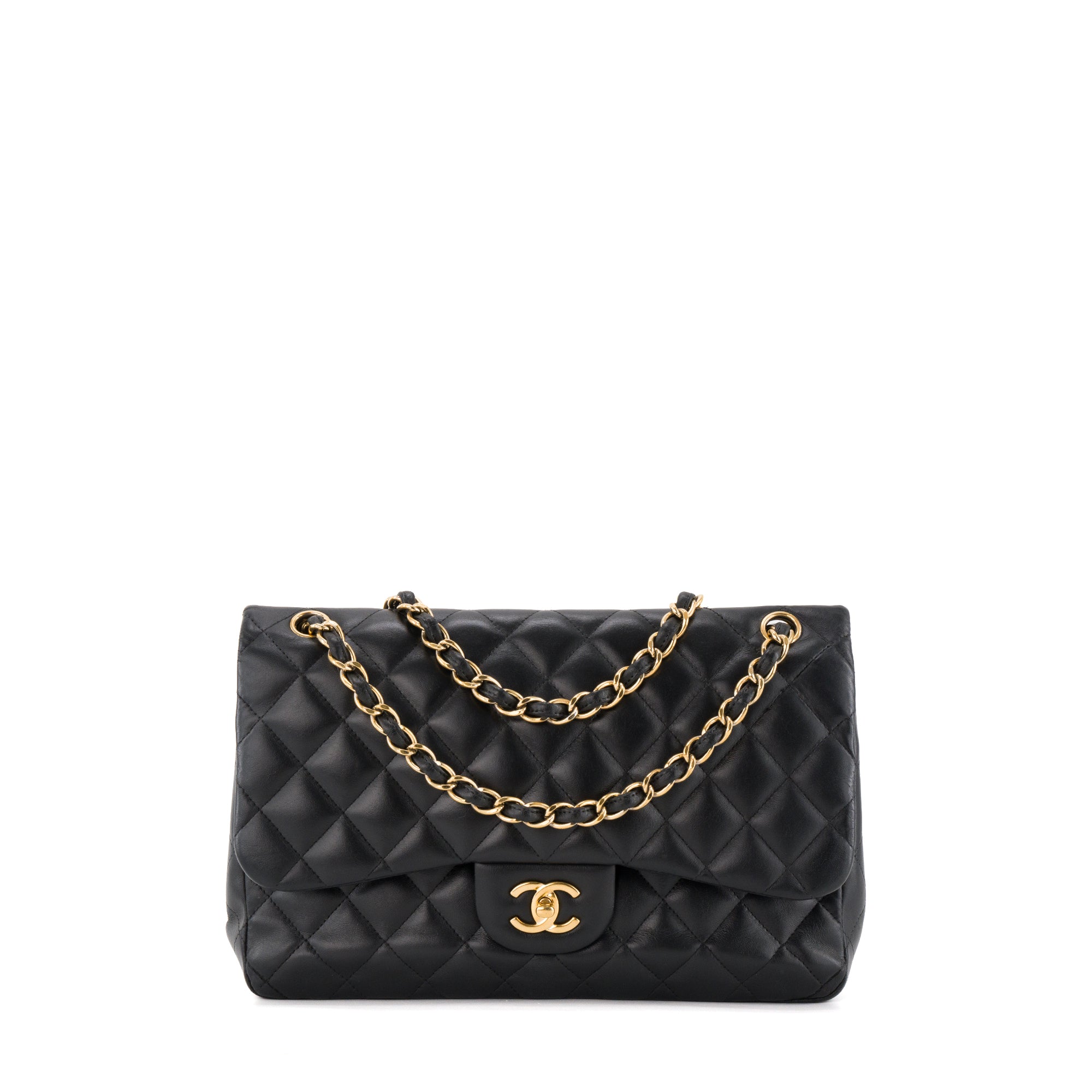 CHANEL - Sac à bandoulière Classique/Timeless Jumbo Chanel en cuir lisse noir