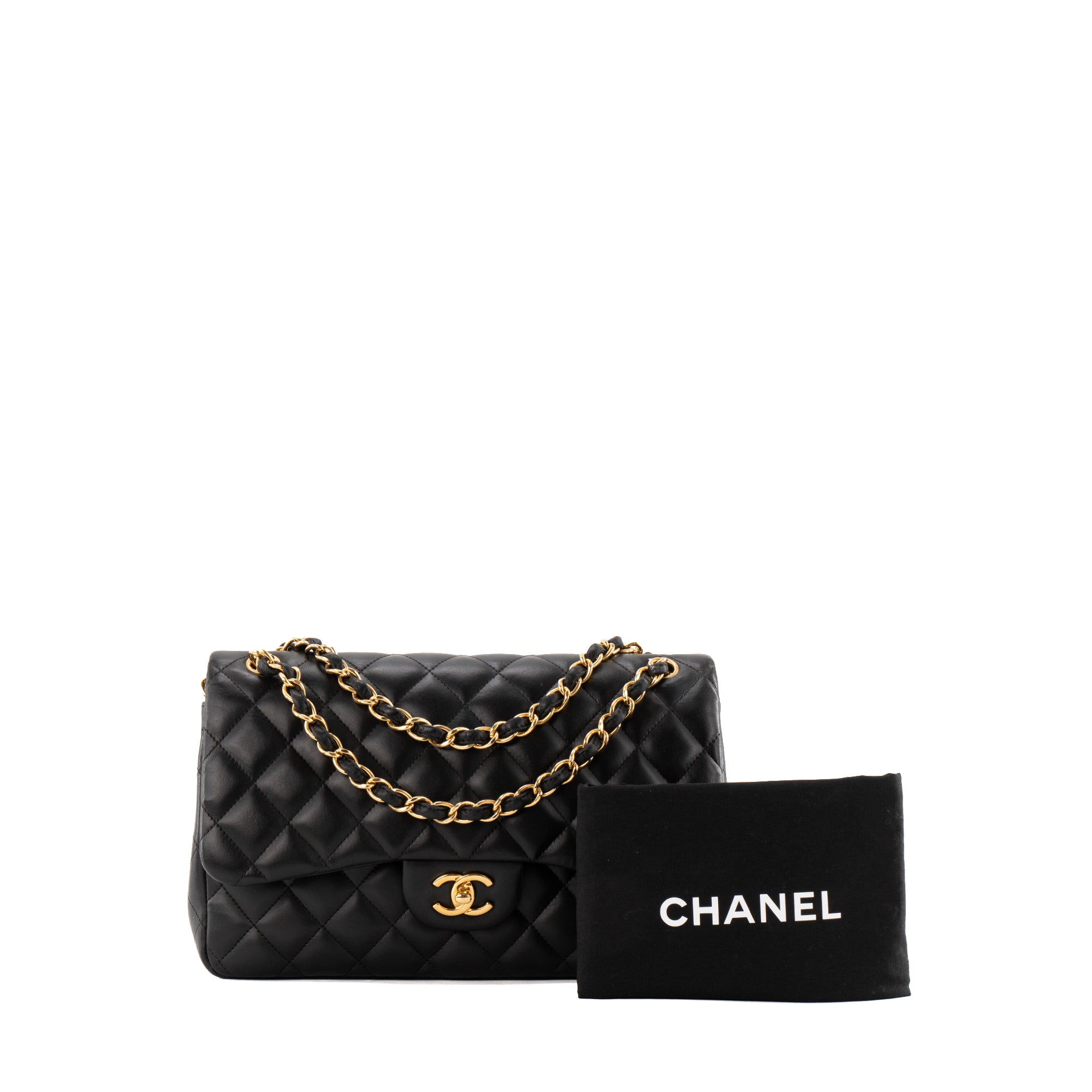 CHANEL - Sac à bandoulière Classique/Timeless Jumbo Chanel en cuir lisse noir