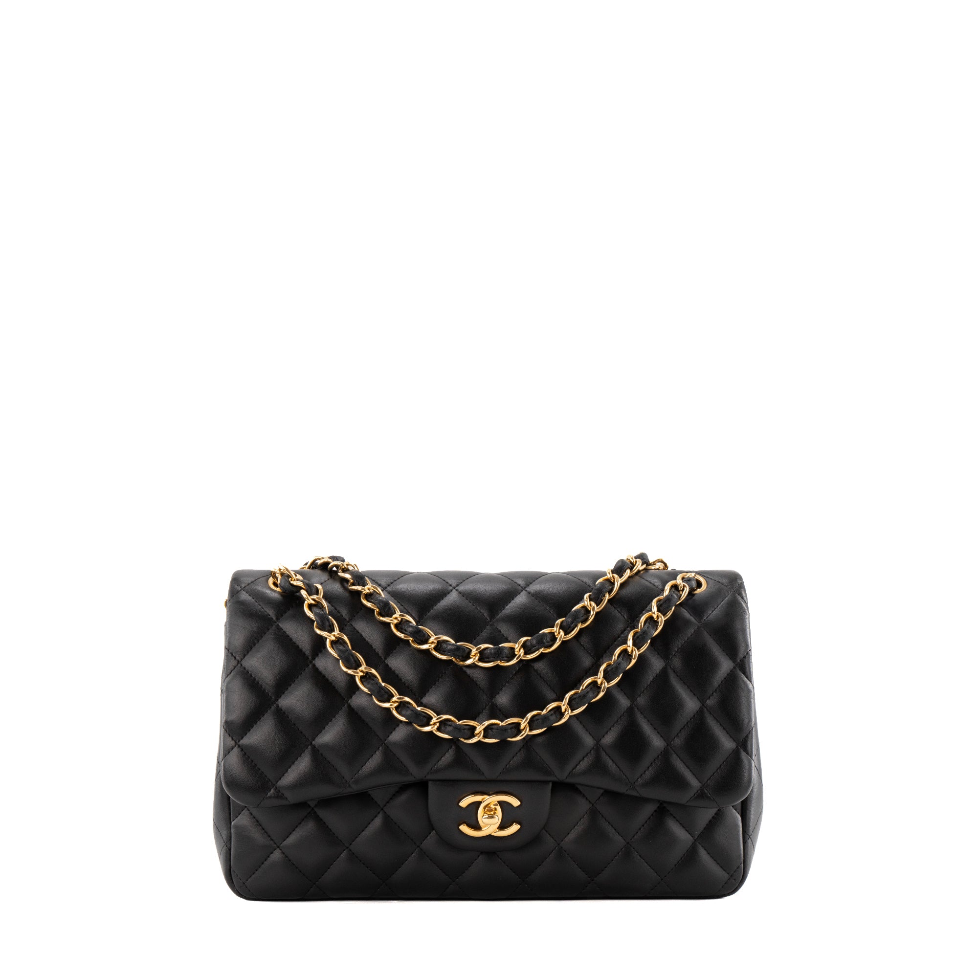 CHANEL - Sac à bandoulière Classique/Timeless Jumbo Chanel en cuir lisse noir