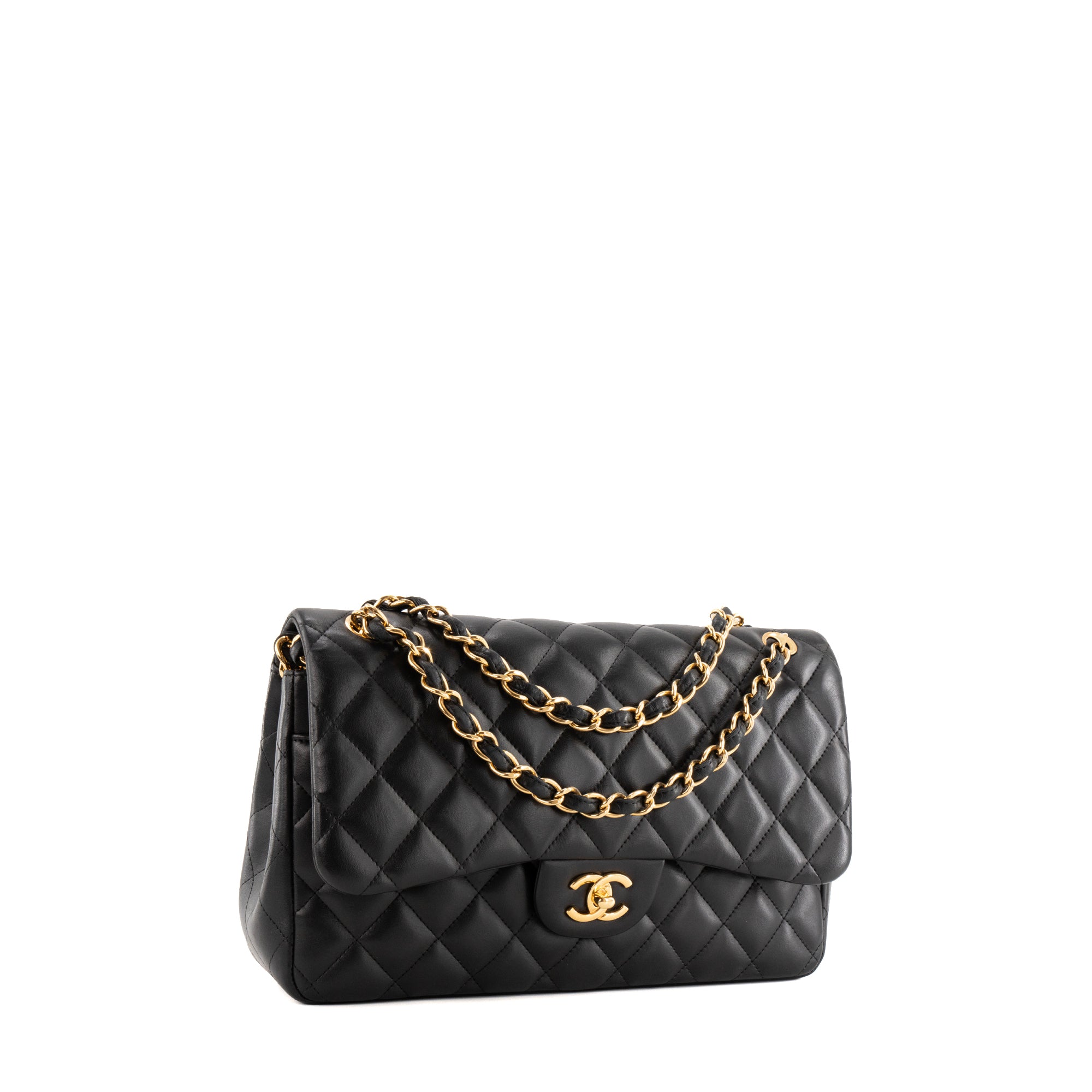 CHANEL - Sac à bandoulière Classique/Timeless Jumbo Chanel en cuir lisse noir