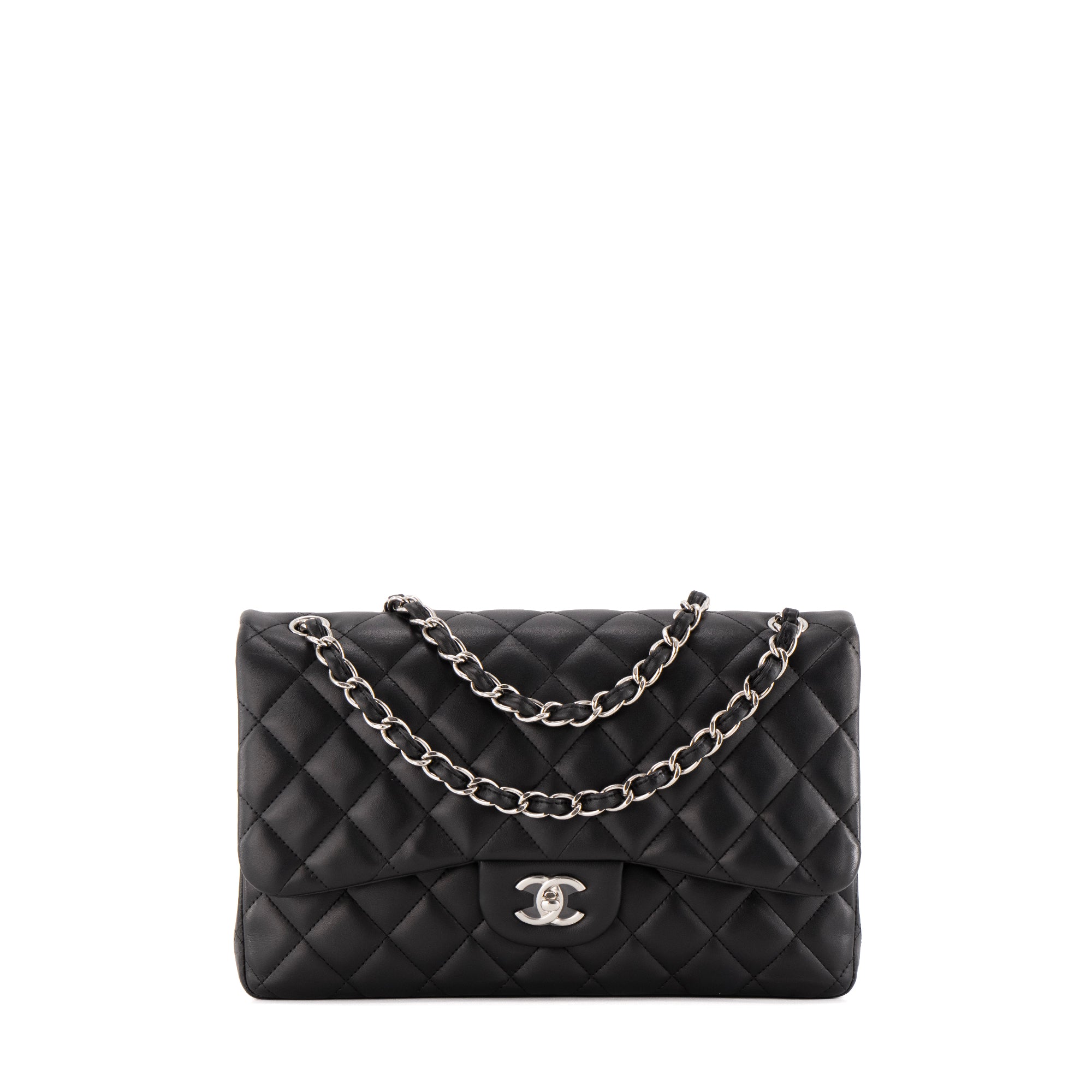 CHANEL - Sac à bandoulière Classique/Timeless Jumbo Chanel en cuir lisse noir