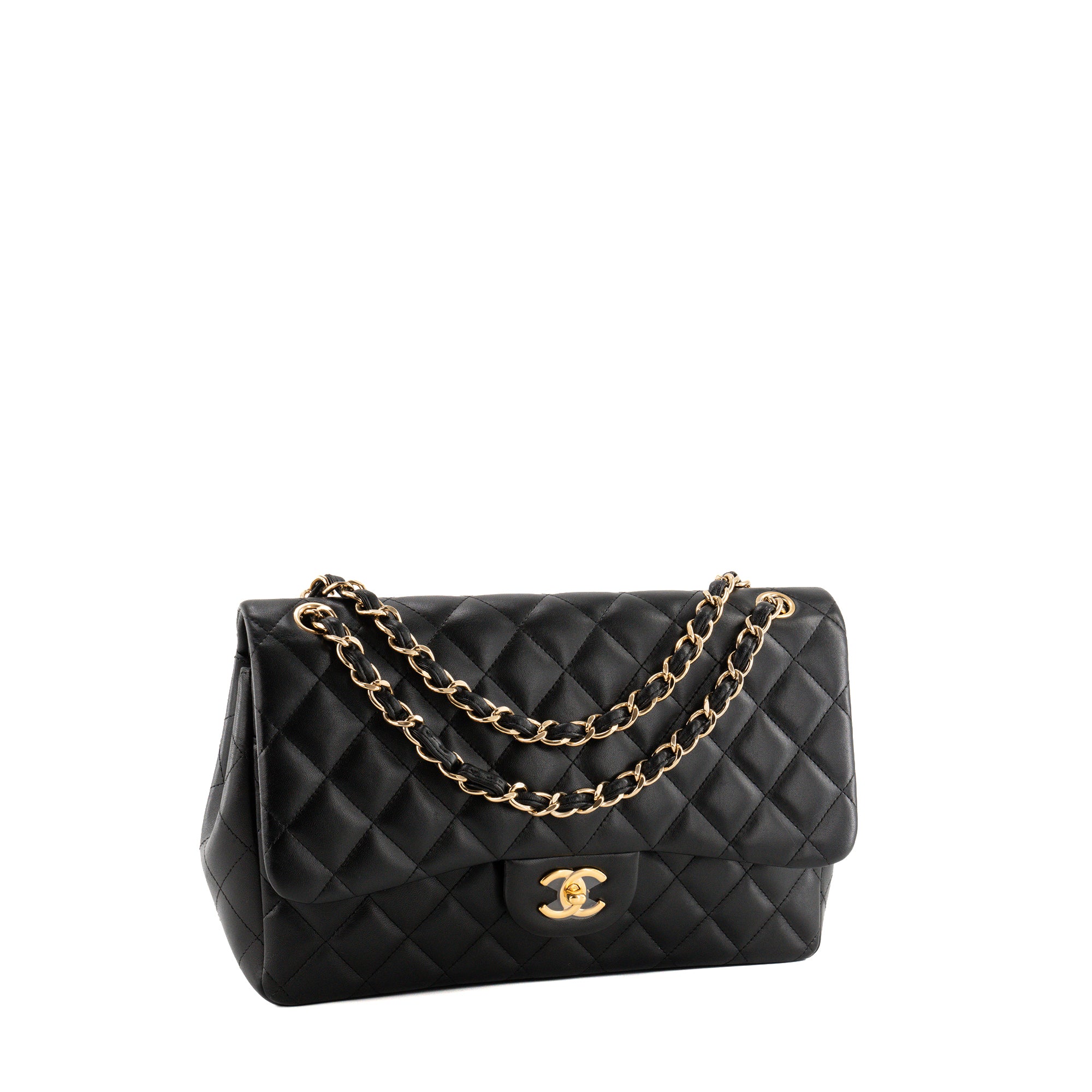 CHANEL - Sac à bandoulière Classique/Timeless Jumbo Chanel en cuir lisse noir