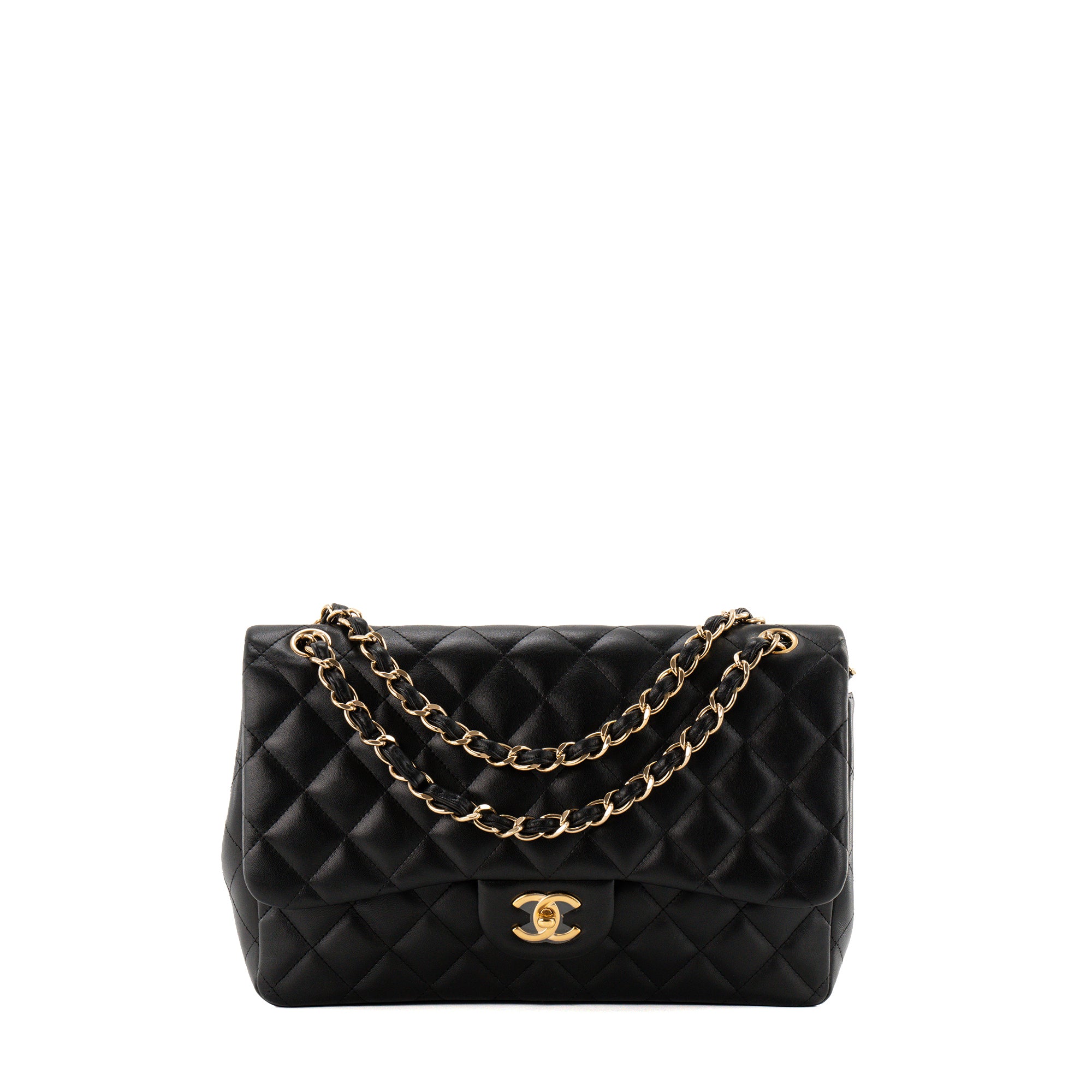 CHANEL - Sac à bandoulière Classique/Timeless Jumbo Chanel en cuir lisse noir