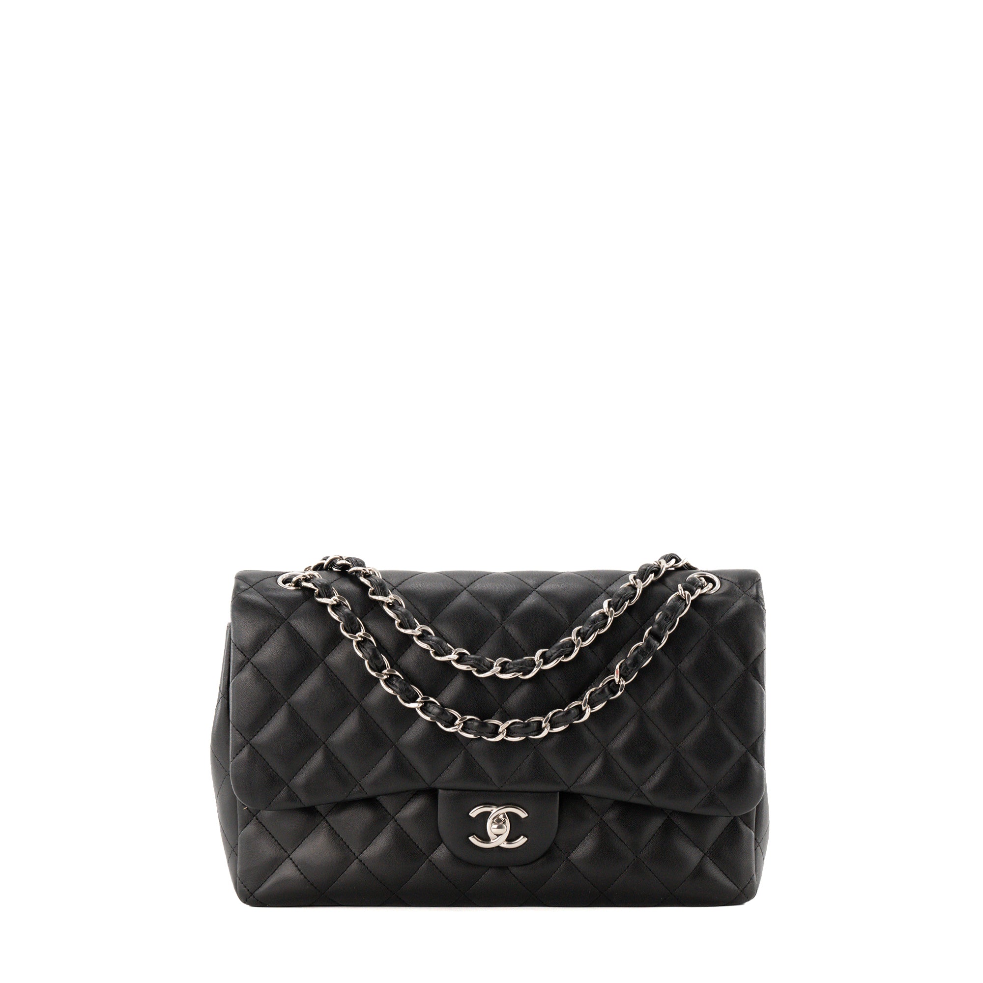 CHANEL - Sac à bandoulière Classique/Timeless Jumbo Chanel en cuir lisse noir