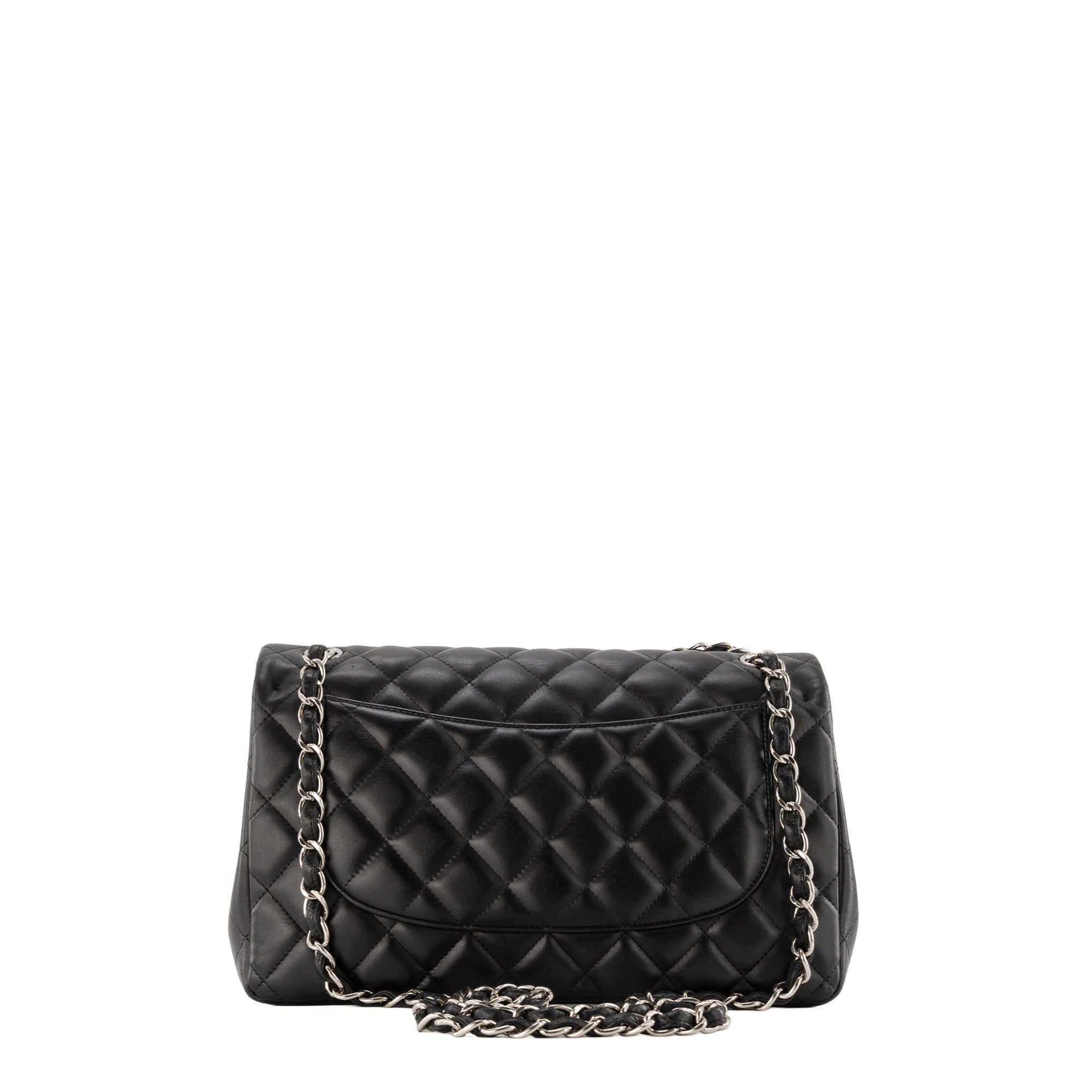CHANEL - Sac à bandoulière Classique/Timeless Jumbo Chanel en cuir lisse noir