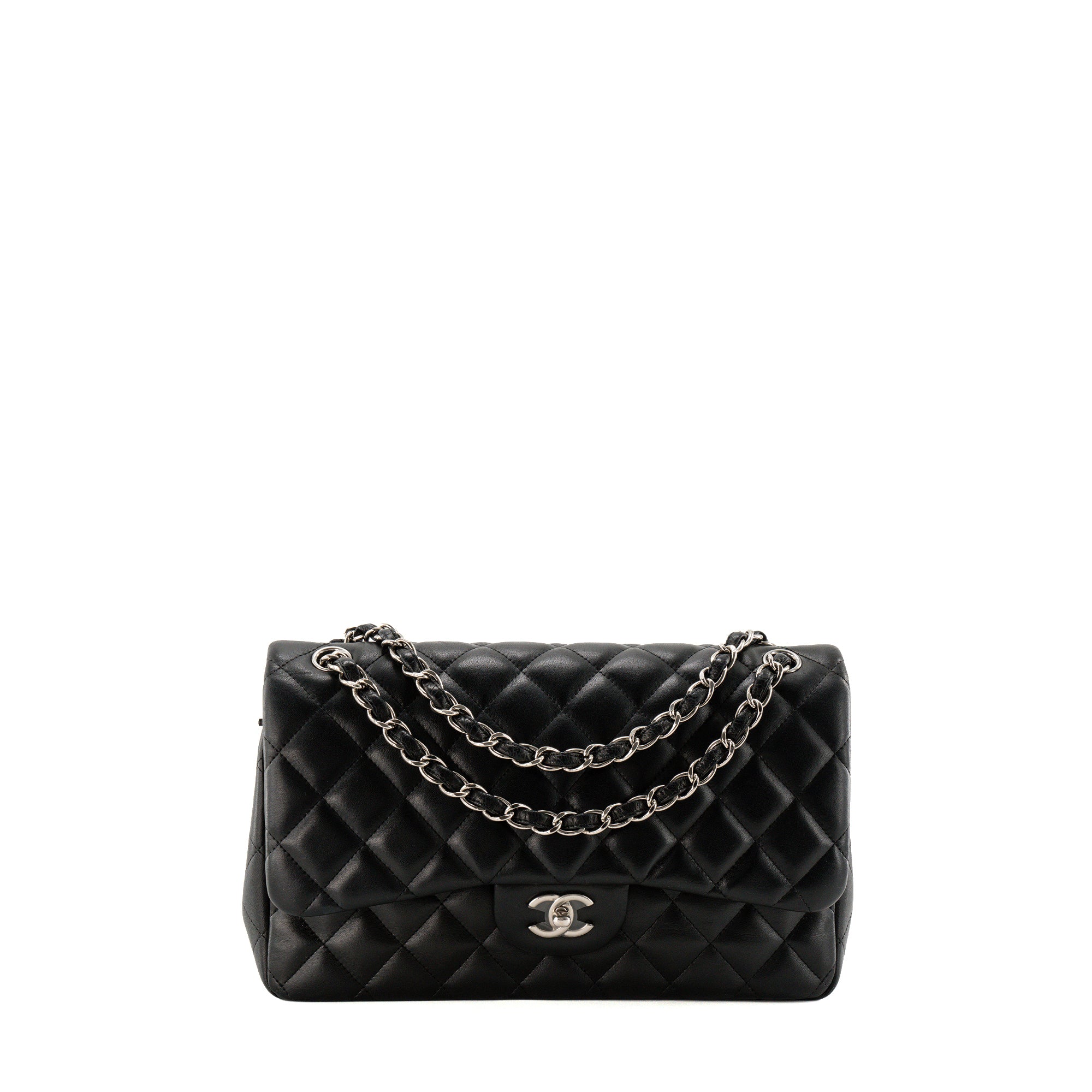 CHANEL - Sac à bandoulière Classique/Timeless Jumbo Chanel en cuir lisse noir