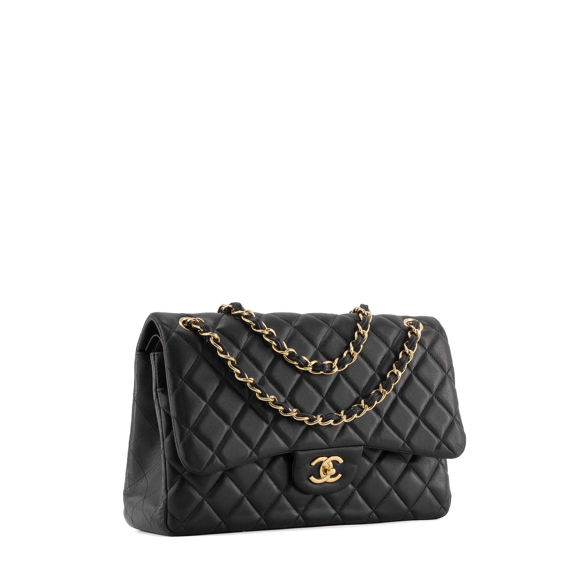 CHANEL - Sac à bandoulière Classique/Timeless Jumbo Chanel en cuir lisse noir