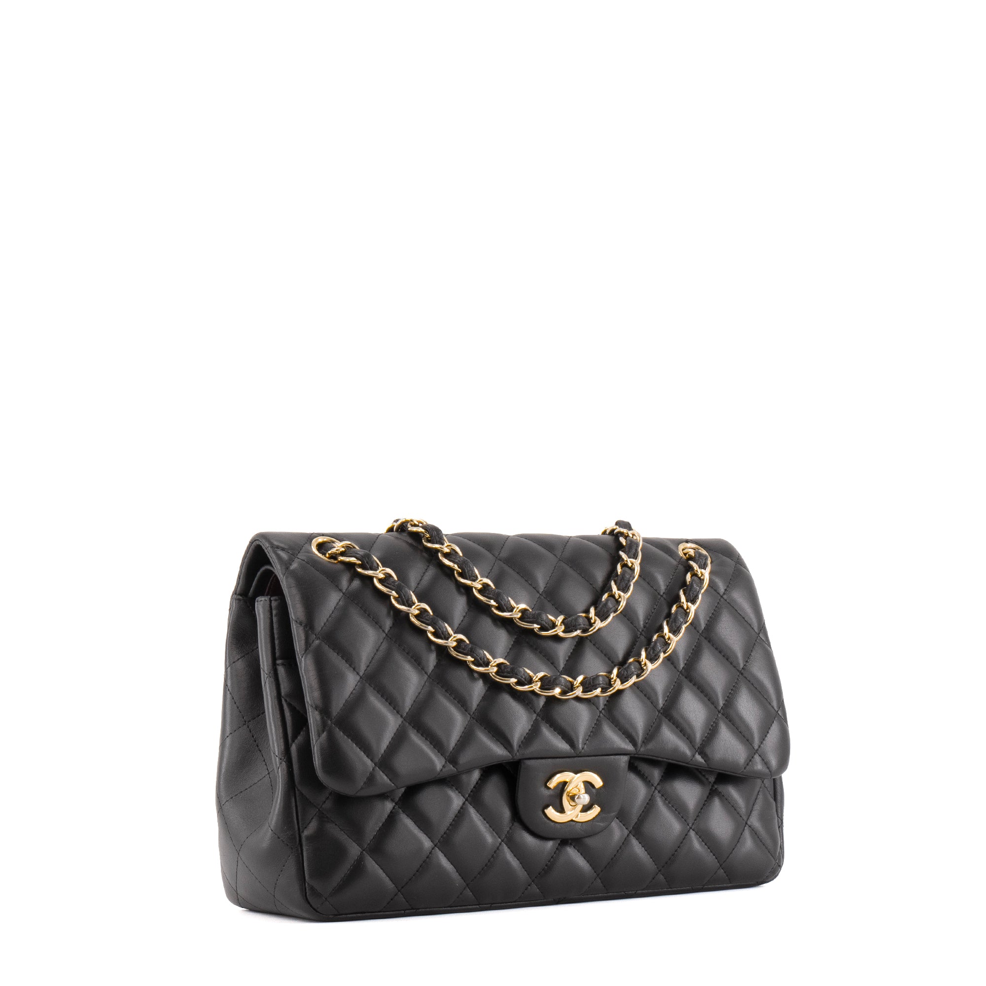 CHANEL - Sac à bandoulière Classique/Timeless Jumbo Chanel en cuir lisse noir