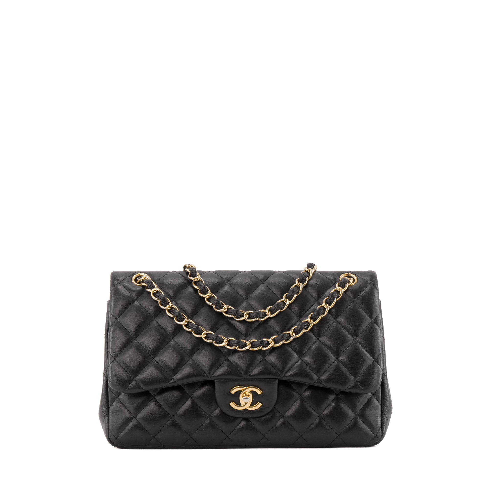 CHANEL - Sac à bandoulière Classique/Timeless Jumbo Chanel en cuir lisse noir