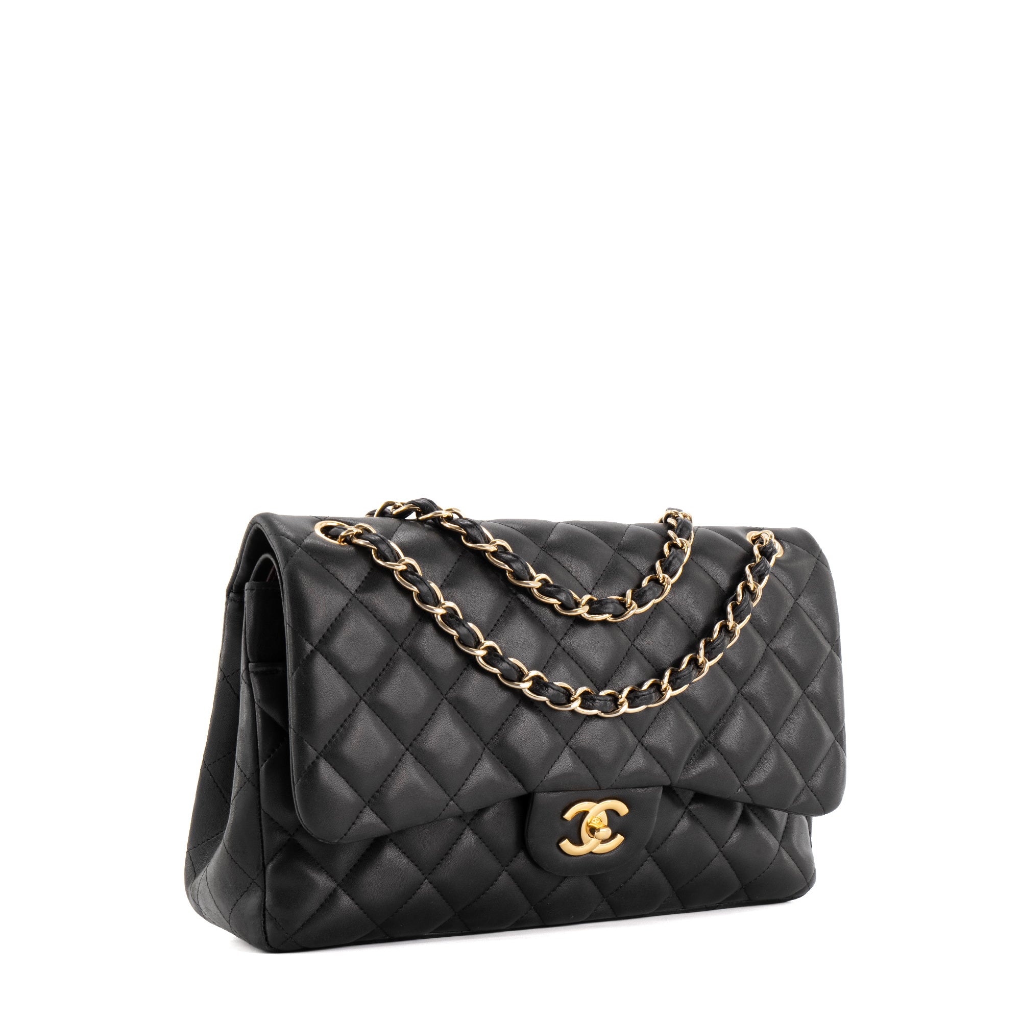 CHANEL - Sac à bandoulière Classique/Timeless Jumbo Chanel en cuir lisse noir d'occasion