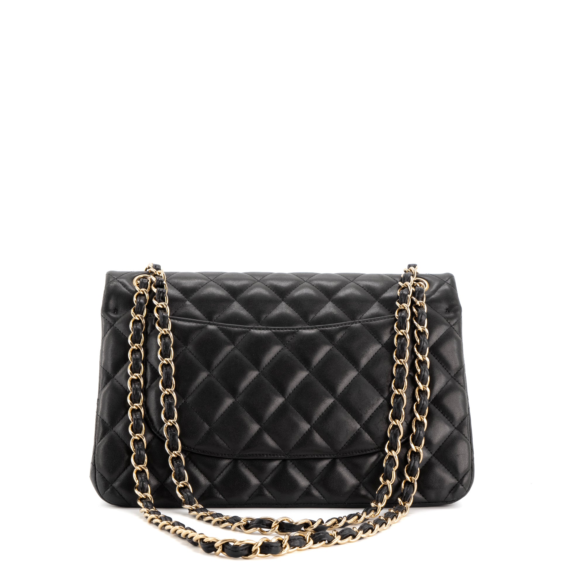 CHANEL - Sac à bandoulière Classique/Timeless Jumbo Chanel en cuir lisse noir d'occasion