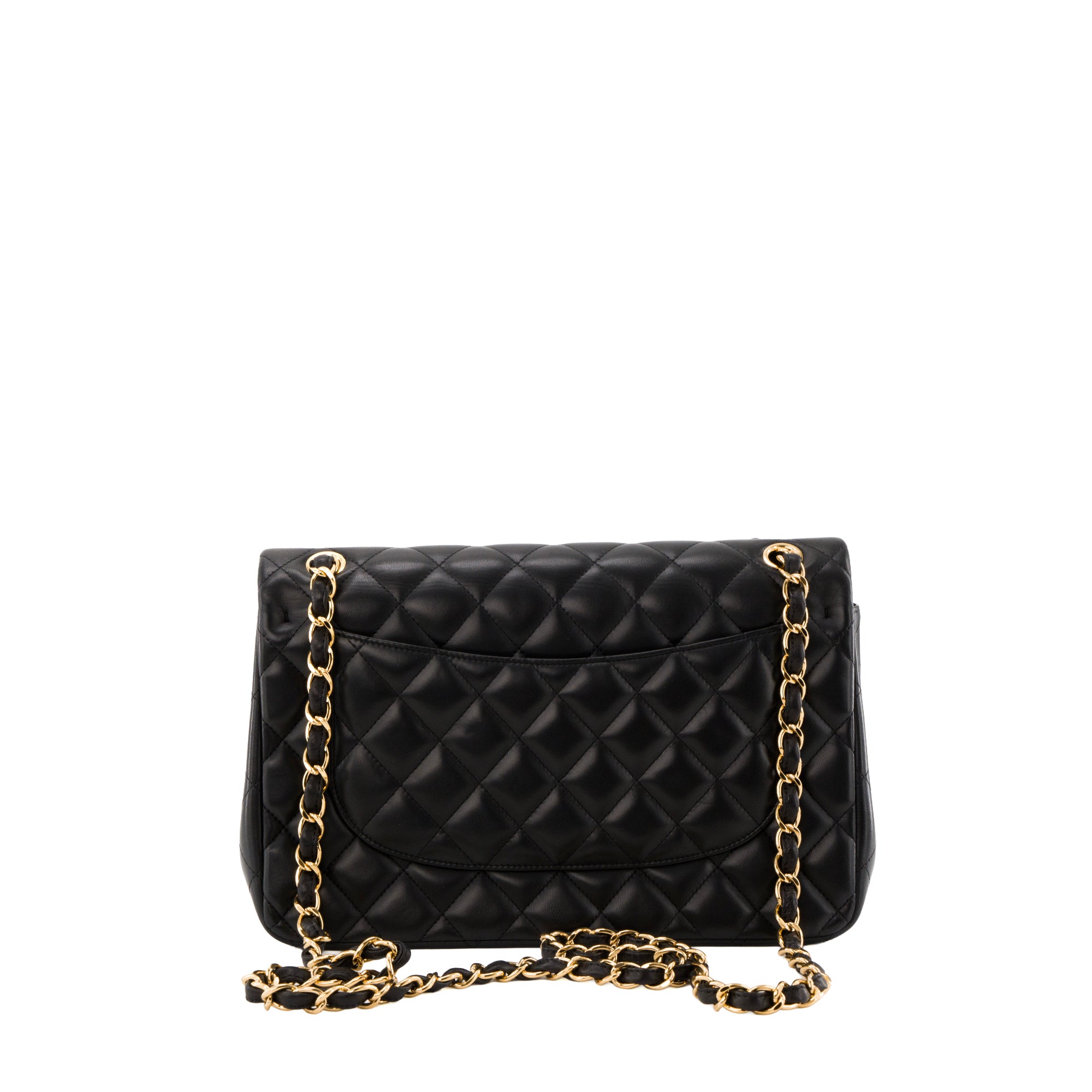 CHANEL - Sac à bandoulière Classique/Timeless Jumbo Chanel en cuir lisse noir