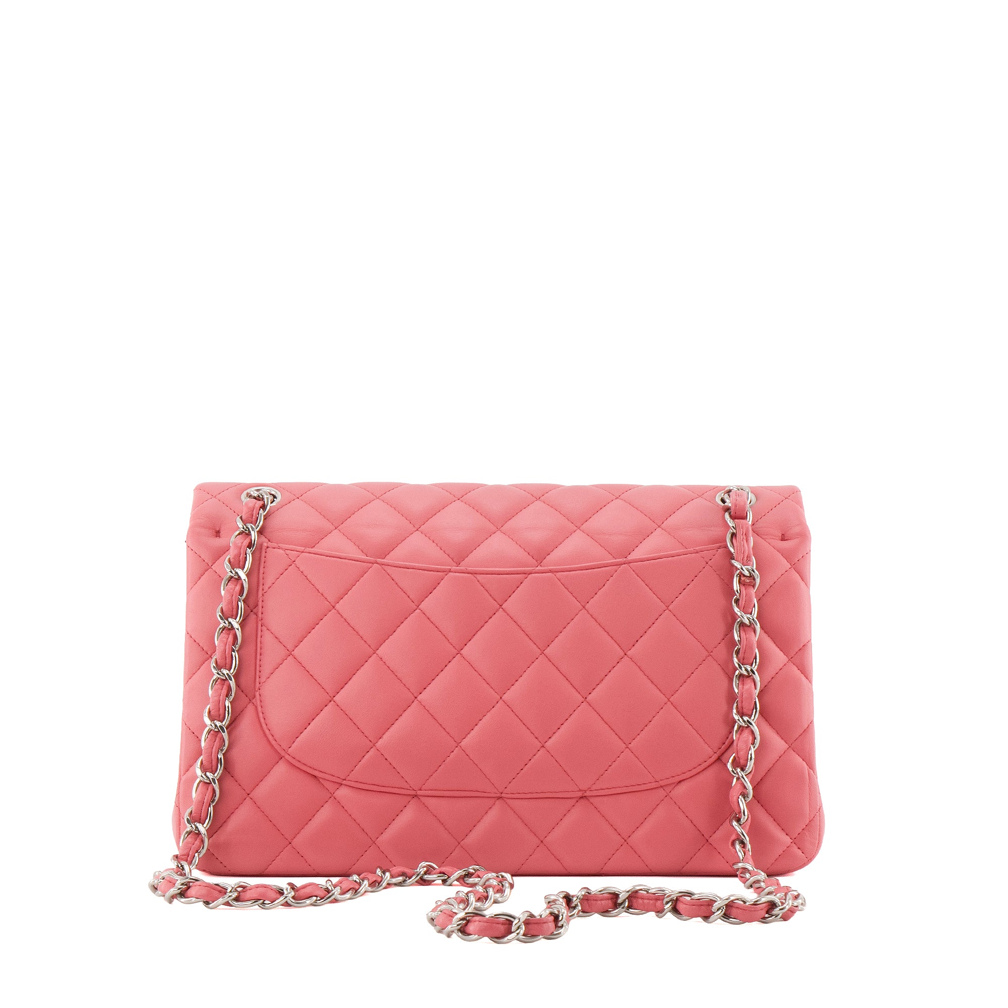 CHANEL - Sac à bandoulière Classique/Timeless Jumbo Chanel en cuir lisse rose