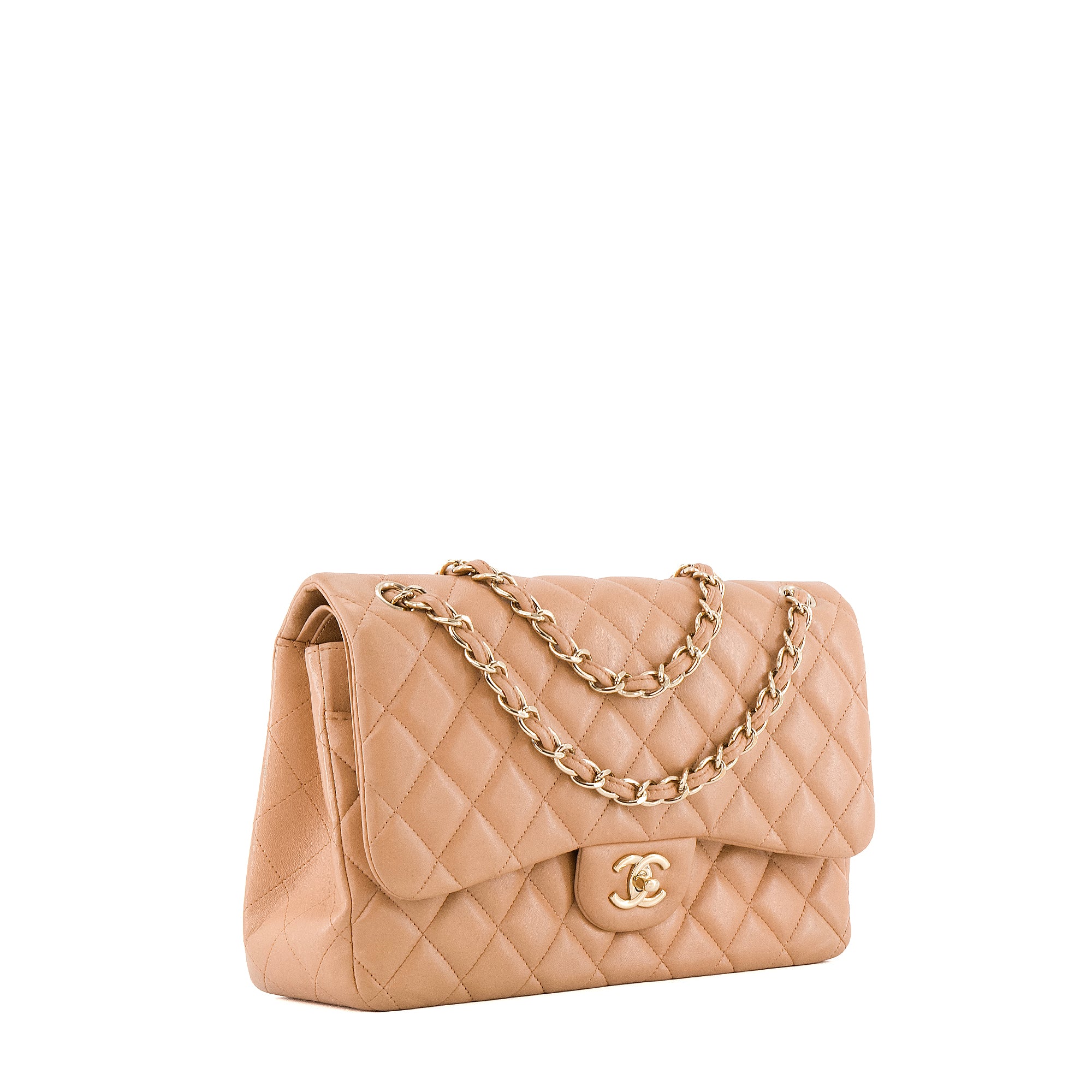 CHANEL - Sac à bandoulière Classique/Timeless Jumbo Chanel en cuir marron