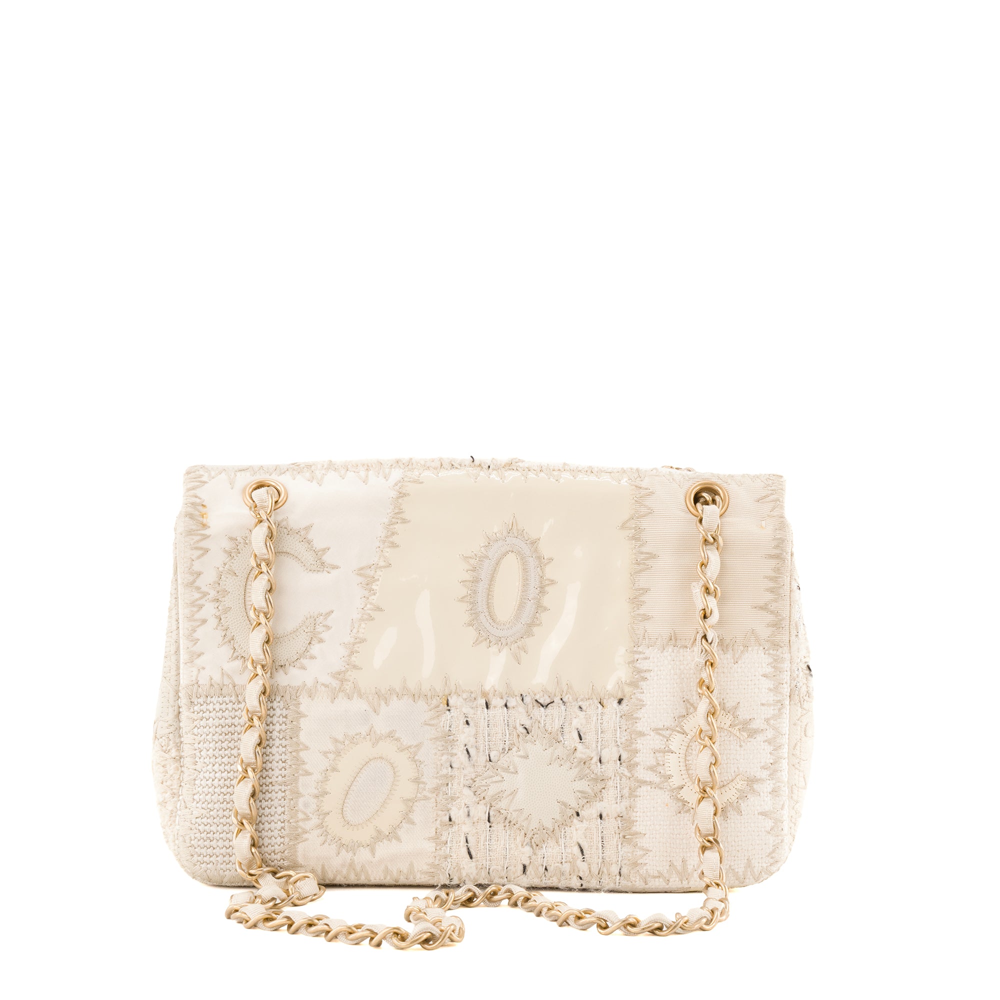 CHANEL - Sac à bandoulière Classique/Timeless Jumbo Chanel en patchwork beige édition limitée