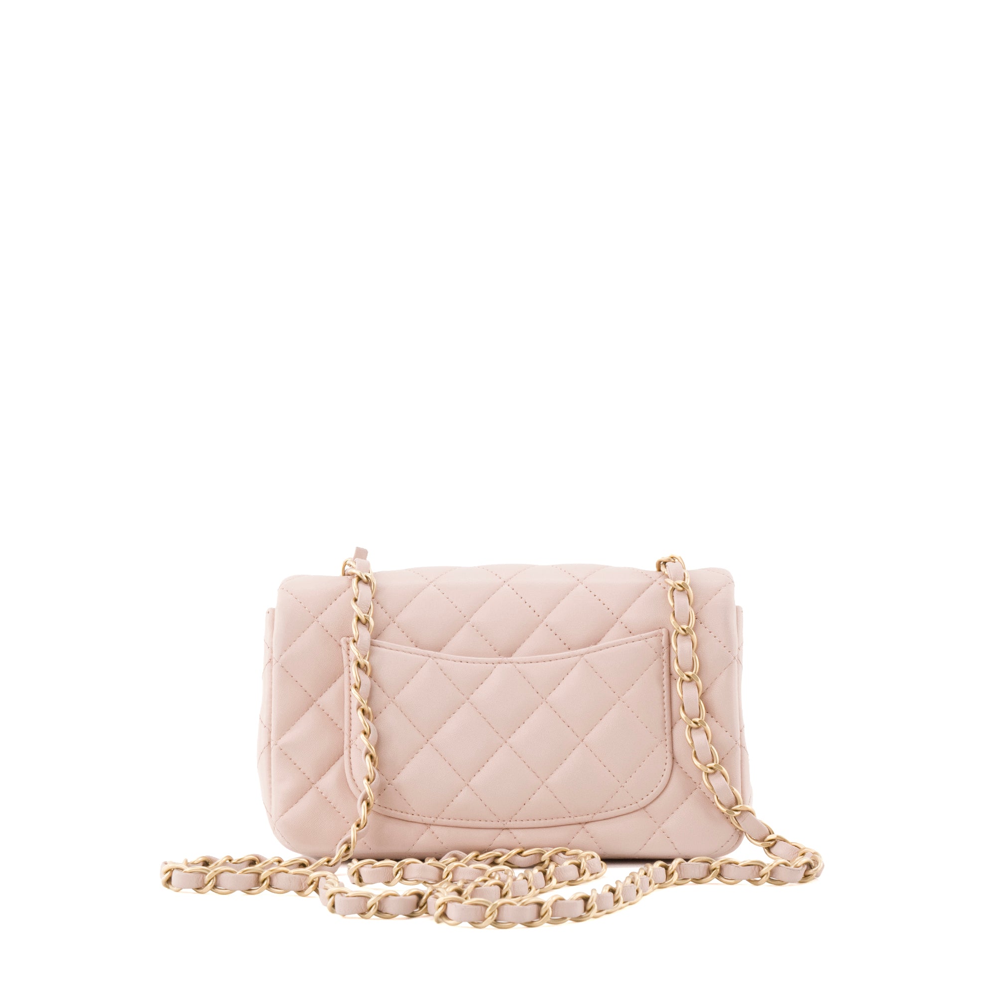 CHANEL - Classic: Timeless Mini rectangle Chanel shoulder bag in pale pink smooth leather